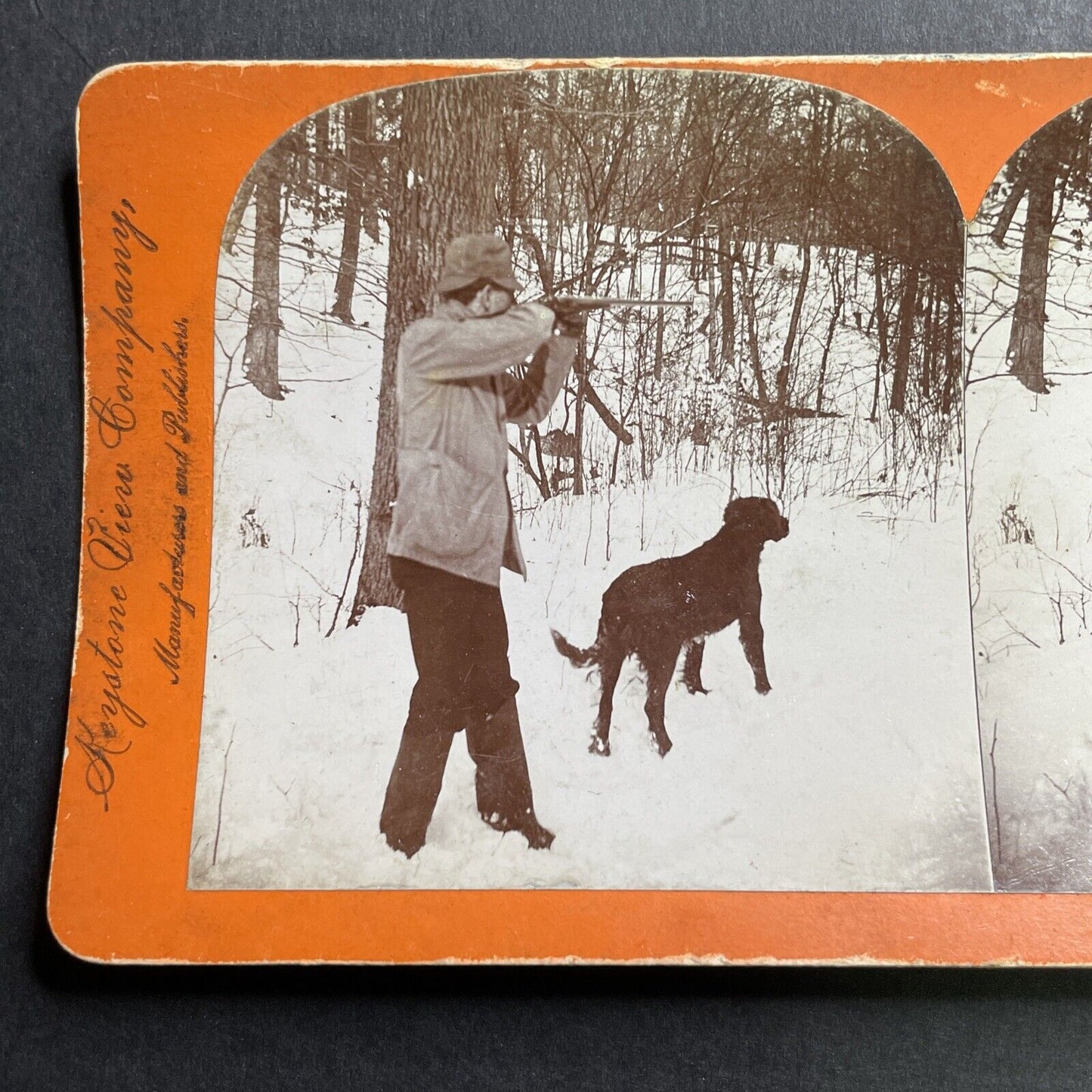 Antique 1898 Hunter And Hunting Dog Meadville Penn Stereoview Photo Card P1657