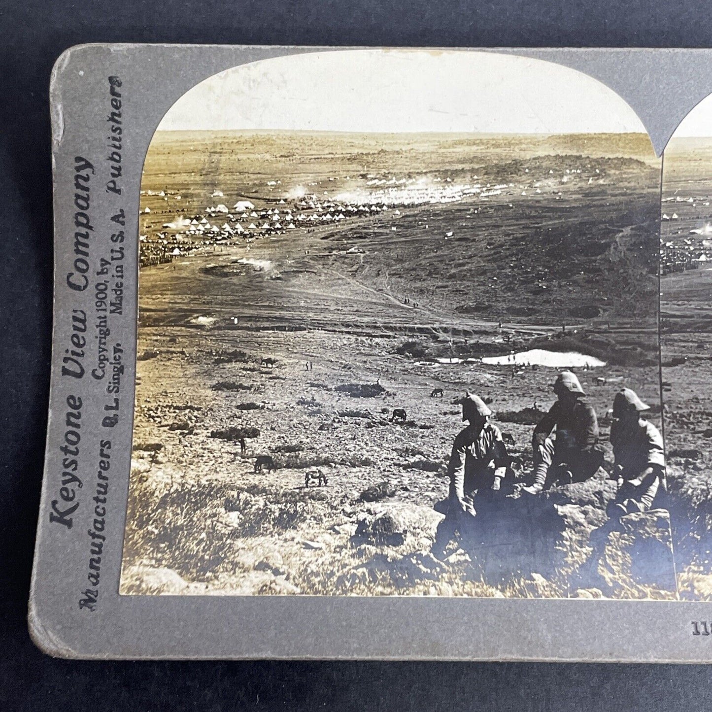 Antique 1900 Boer War Soldiers & Camp South Africa Stereoview Photo Card P1031