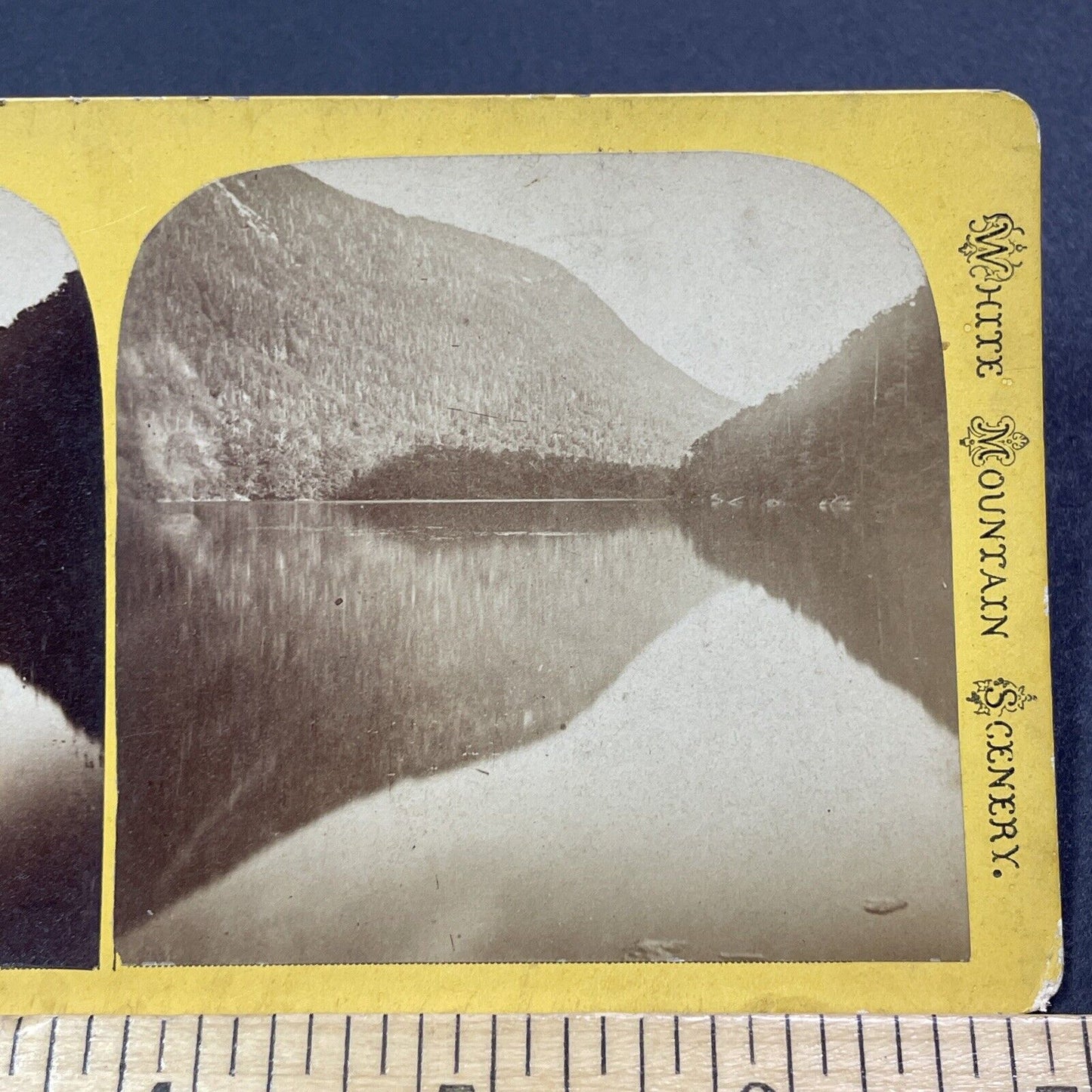 Antique 1870s Profile Lake Franconia Notch NH Stereoview Photo Card V1908
