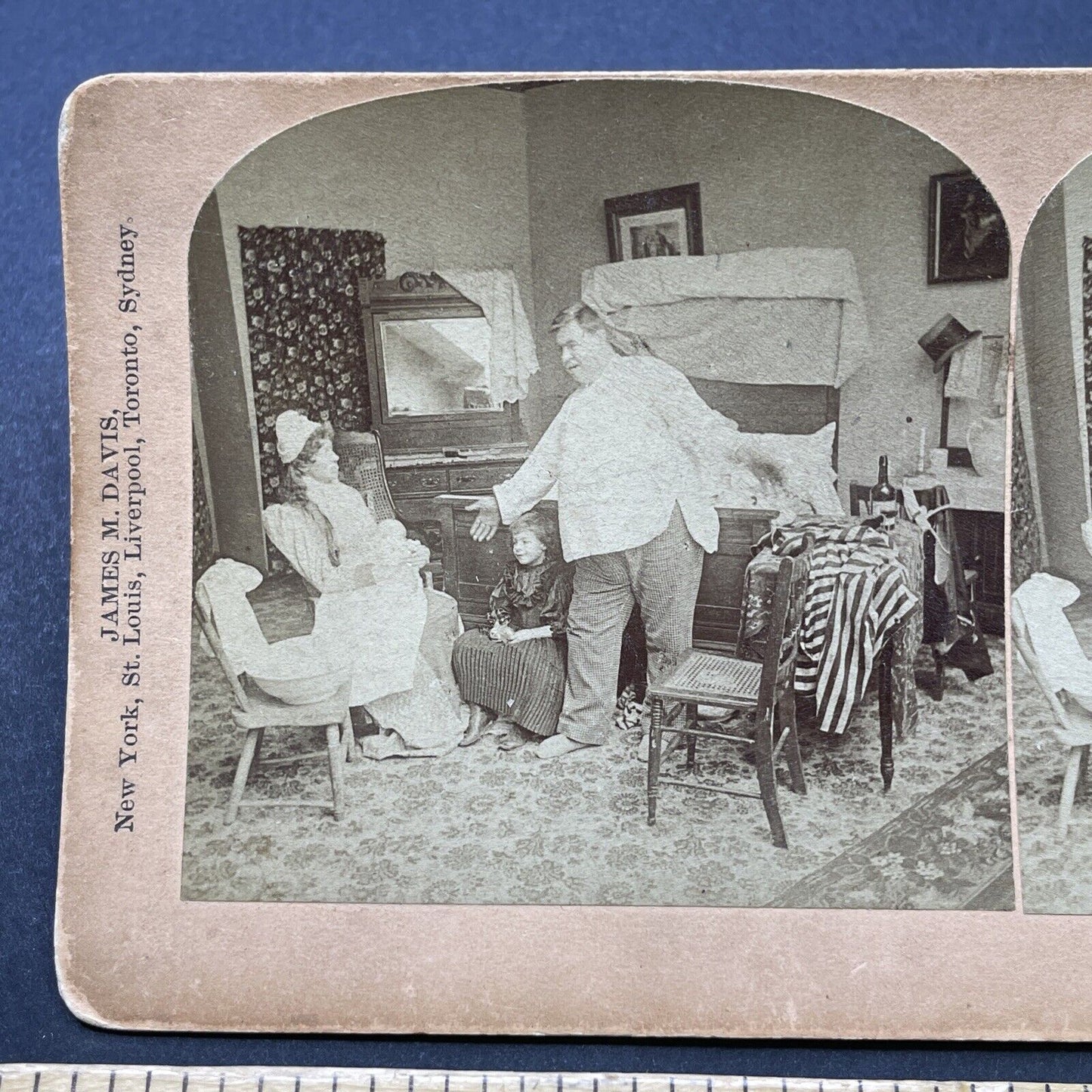 Antique 1892 Large Man In Pullover Shirt Stereoview Photo Card P2551