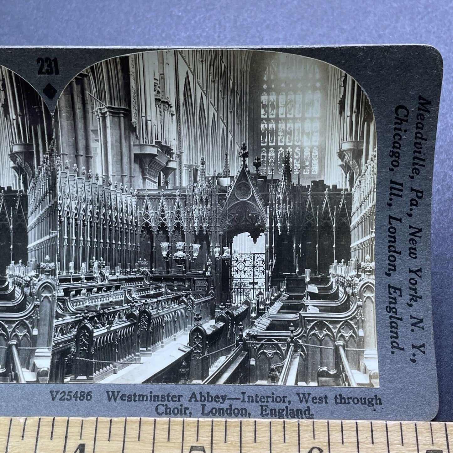 Antique 1920s Westminster Abbey London England Stereoview Photo Card V2957