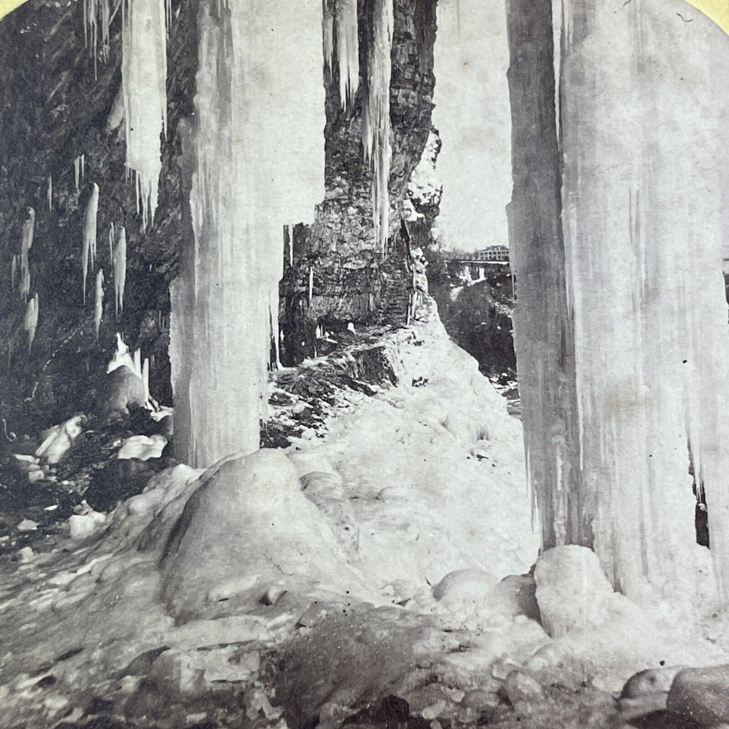 Ice Columns Below Niagara Falls Stereoview Lovejoy & Foster Antique c1870s Y2609
