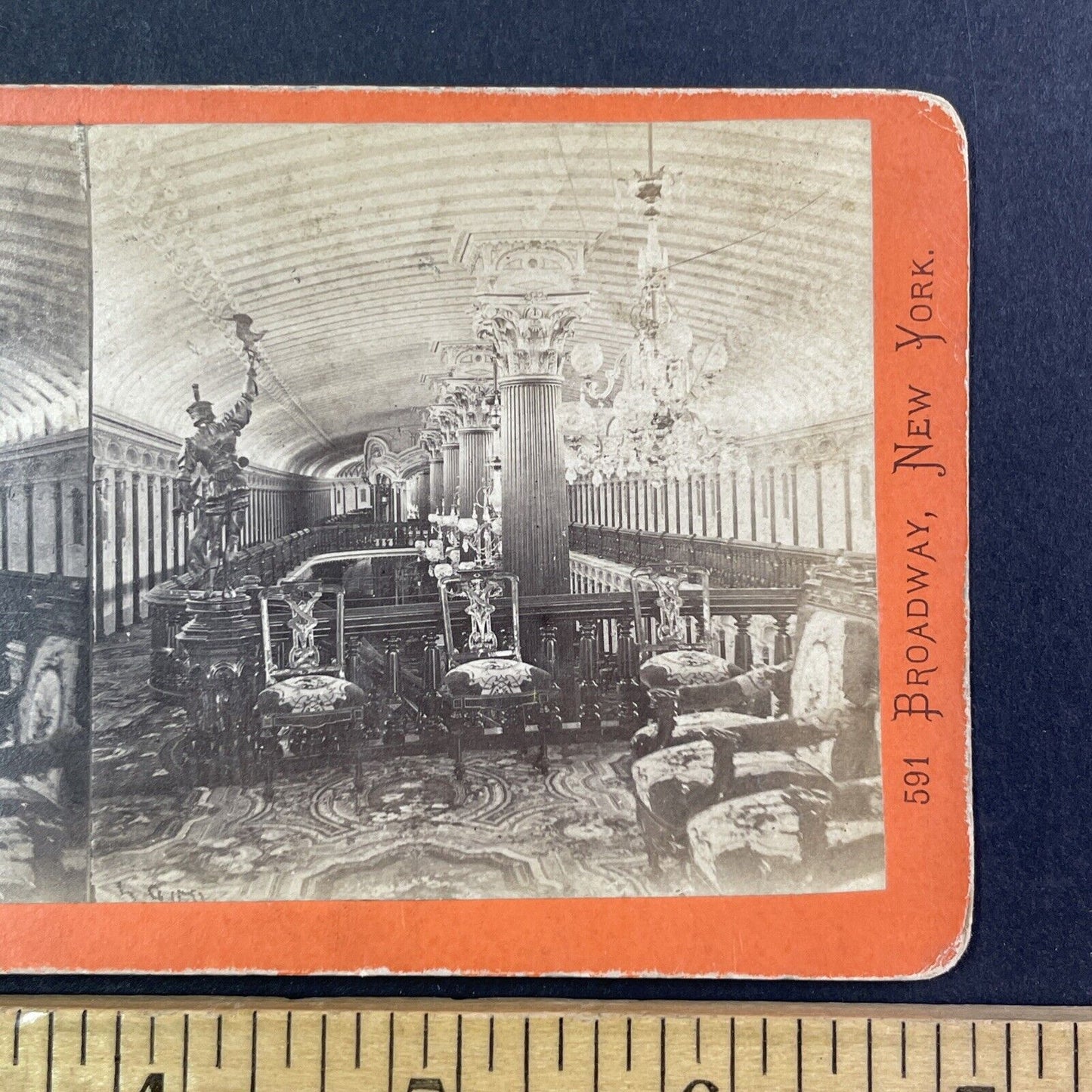 Saloon Of Steamer Ship Drew Stereoview E&HT Anthony Antique c1870 X2715