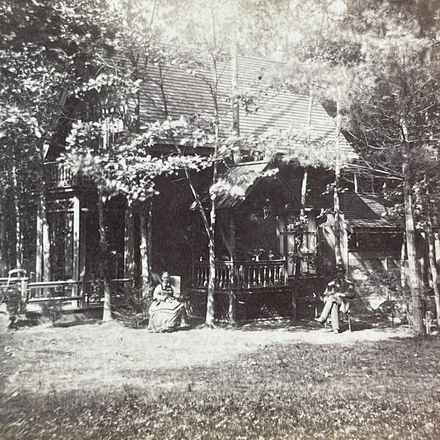 Asbury Grove Cottage Hamilton Massachusetts Stereoview Antique c1860s Y1317