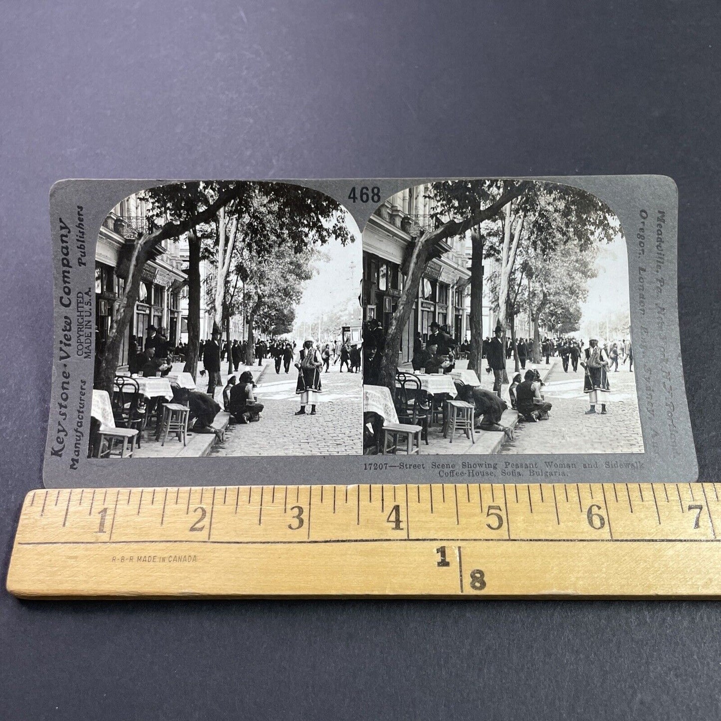 Antique 1920s Beggars Tying Shoes Sofia Bulgaria Stereoview Photo Card P3694