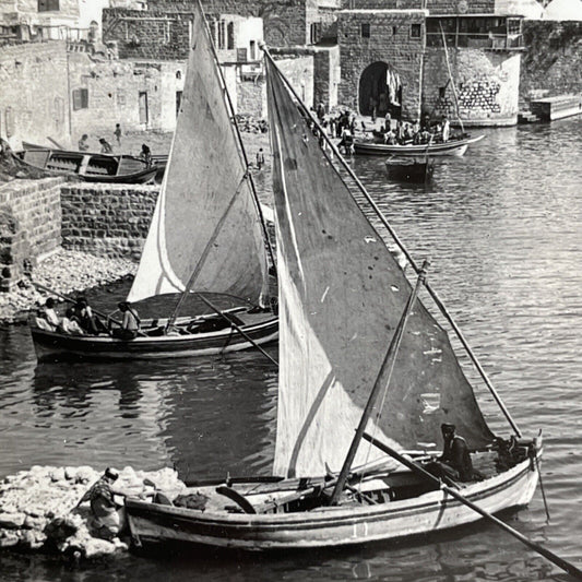 Antique 1909 Jewish Fisherman Tiberias Israel Stereoview Photo Card P999