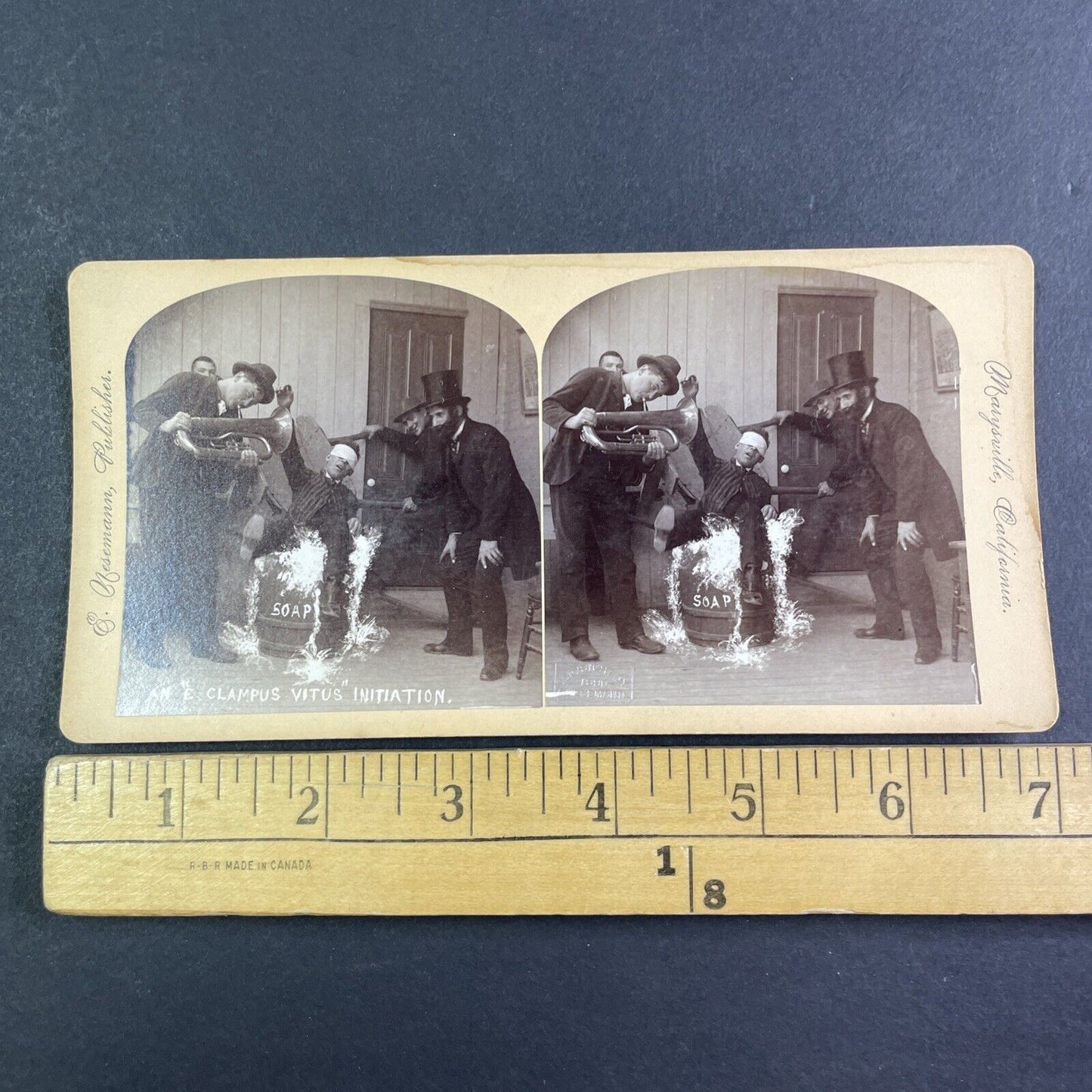 Sorority House Prank Stereoview Marysville California Antique c1890 X4130