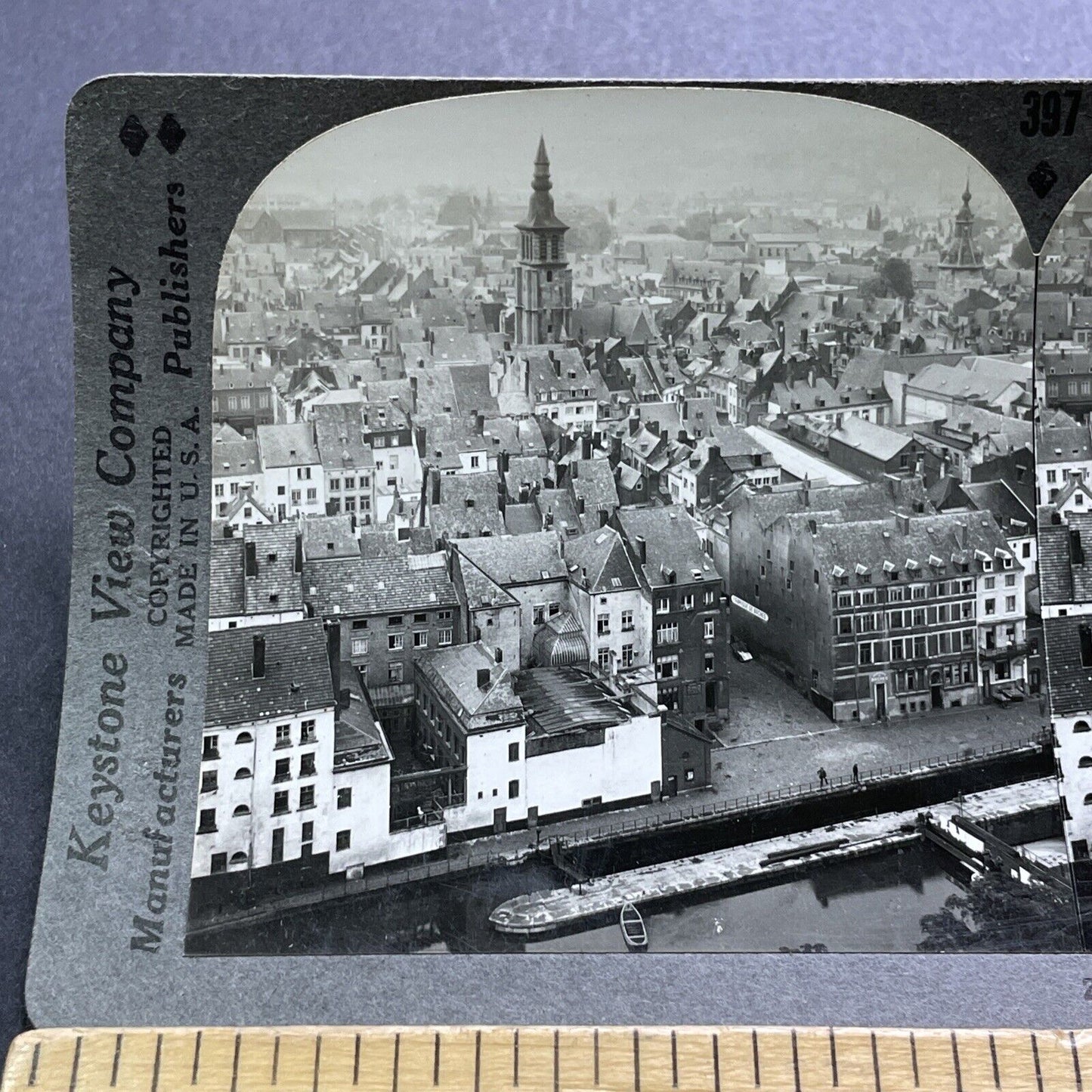 Antique 1920s City Of Namur Belgium Downtown Stereoview Photo Card V2938