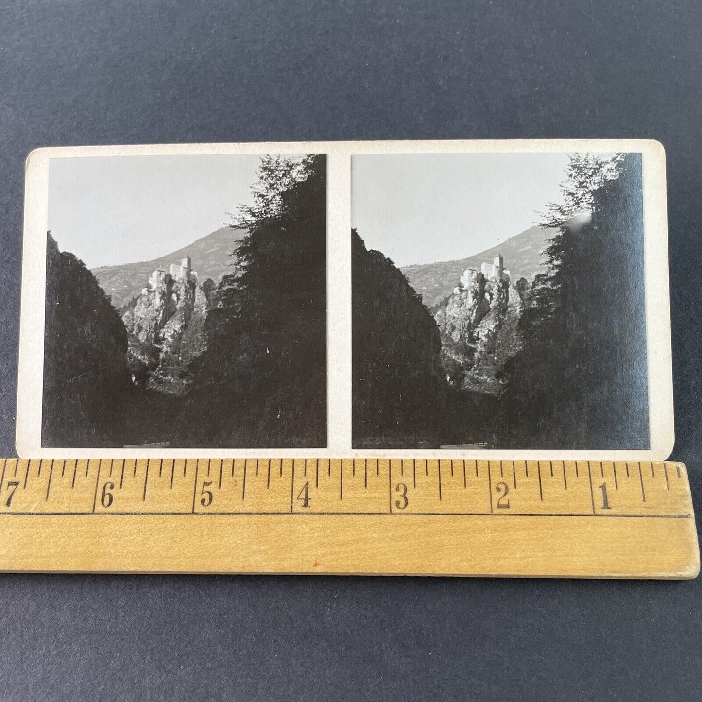 Antique 1925 Tirol Castle South Tyrol Italy OOAK Stereoview Photo Card P3246