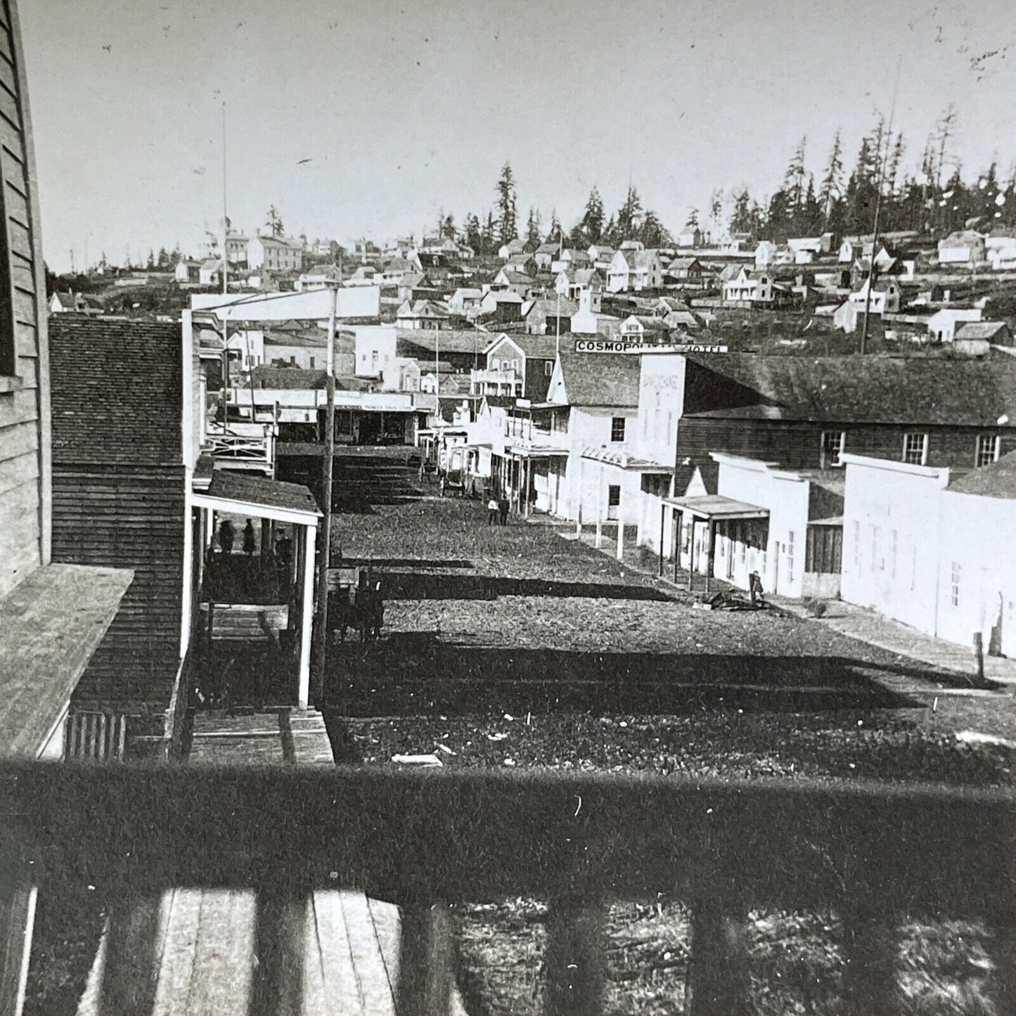 Seattle Washington Town Center Stereoview Original Celluloid Photo c1870s Y473