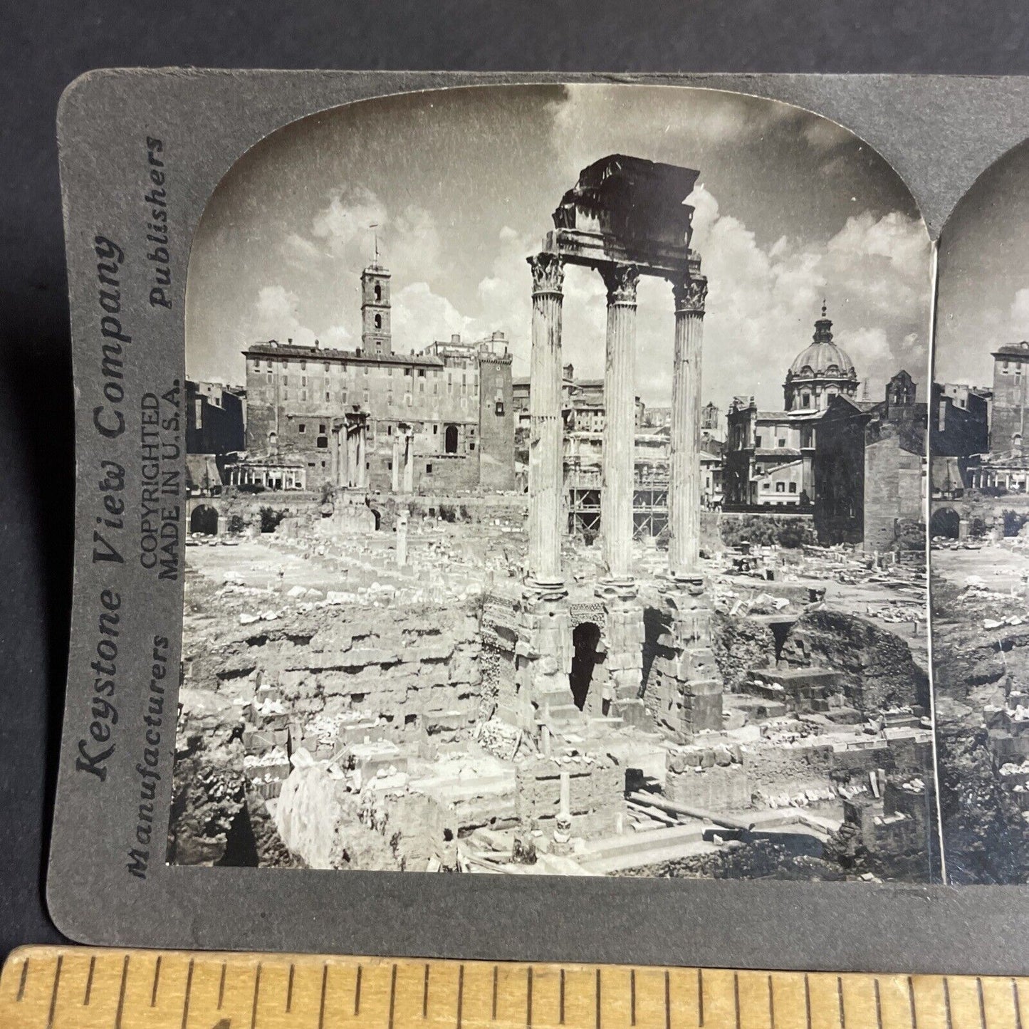 Antique 1909 The Roman Forum In Ruins Rome Italy Stereoview Photo Card P4257