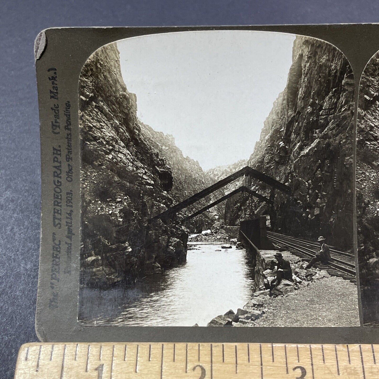 Antique 1903 Royal Gorge Railroad Colorado Stereoview Photo Card V1870