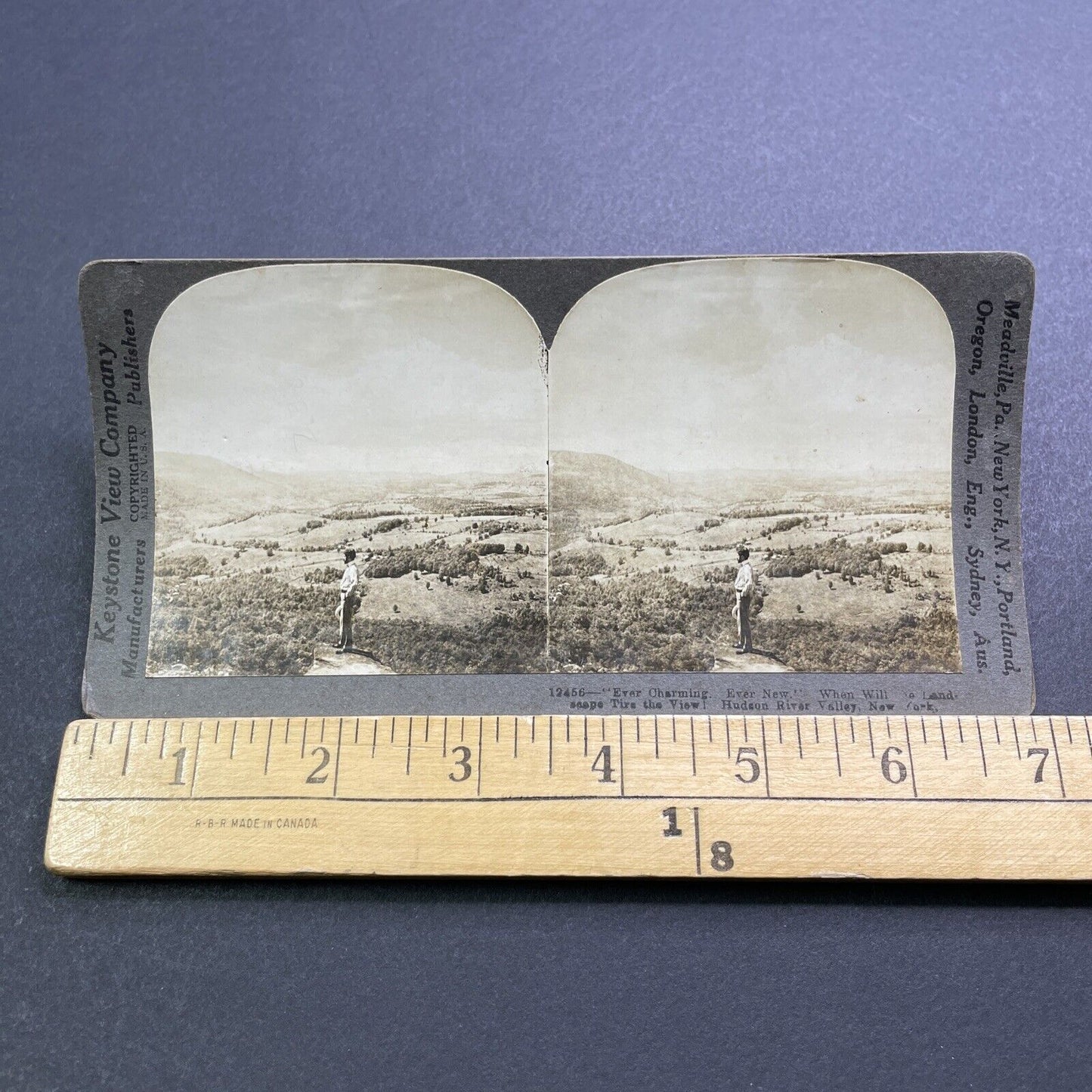 Antique 1909 Daredevil On Cliff Edge Hudson Valley NY Stereoview Photo Card 2892