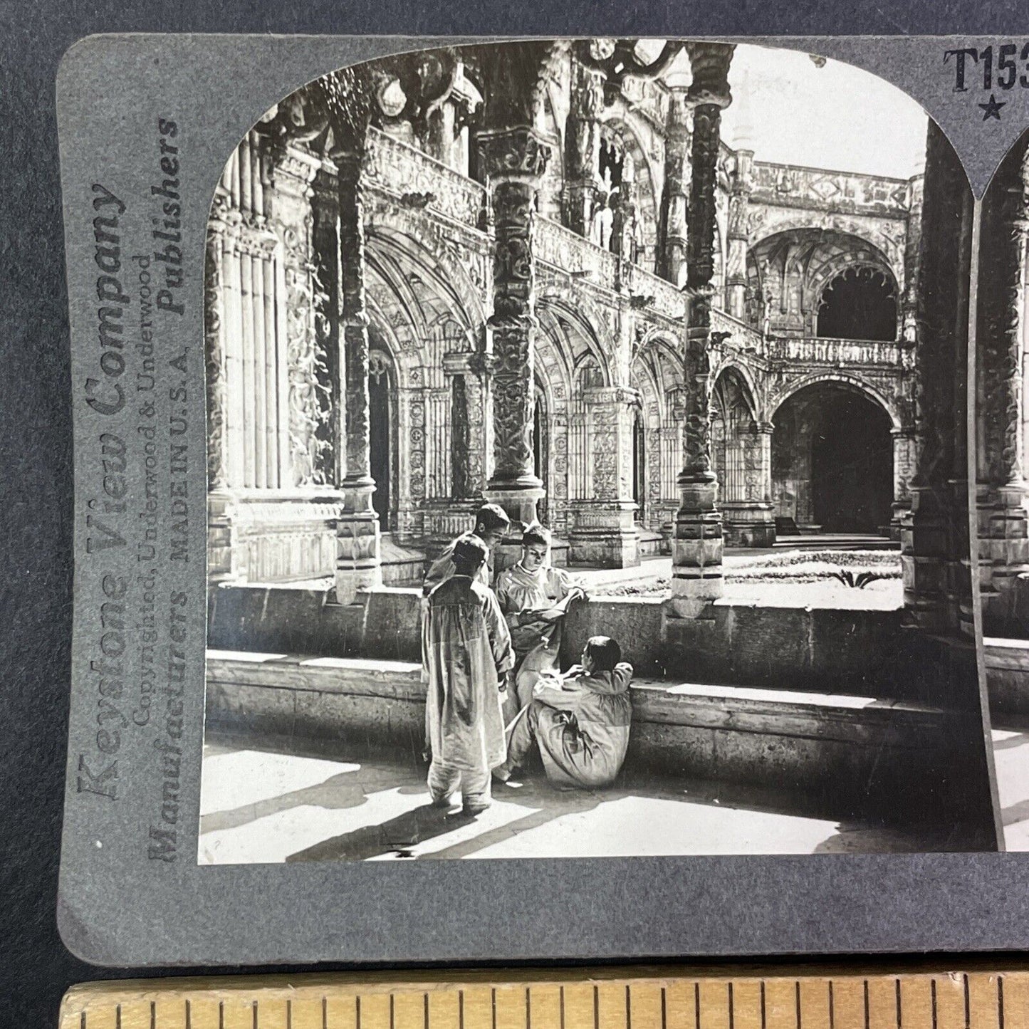 Jeronimos Monastery Orphanage Stereoview Lisbon Portugal Antique c1910s Y2179