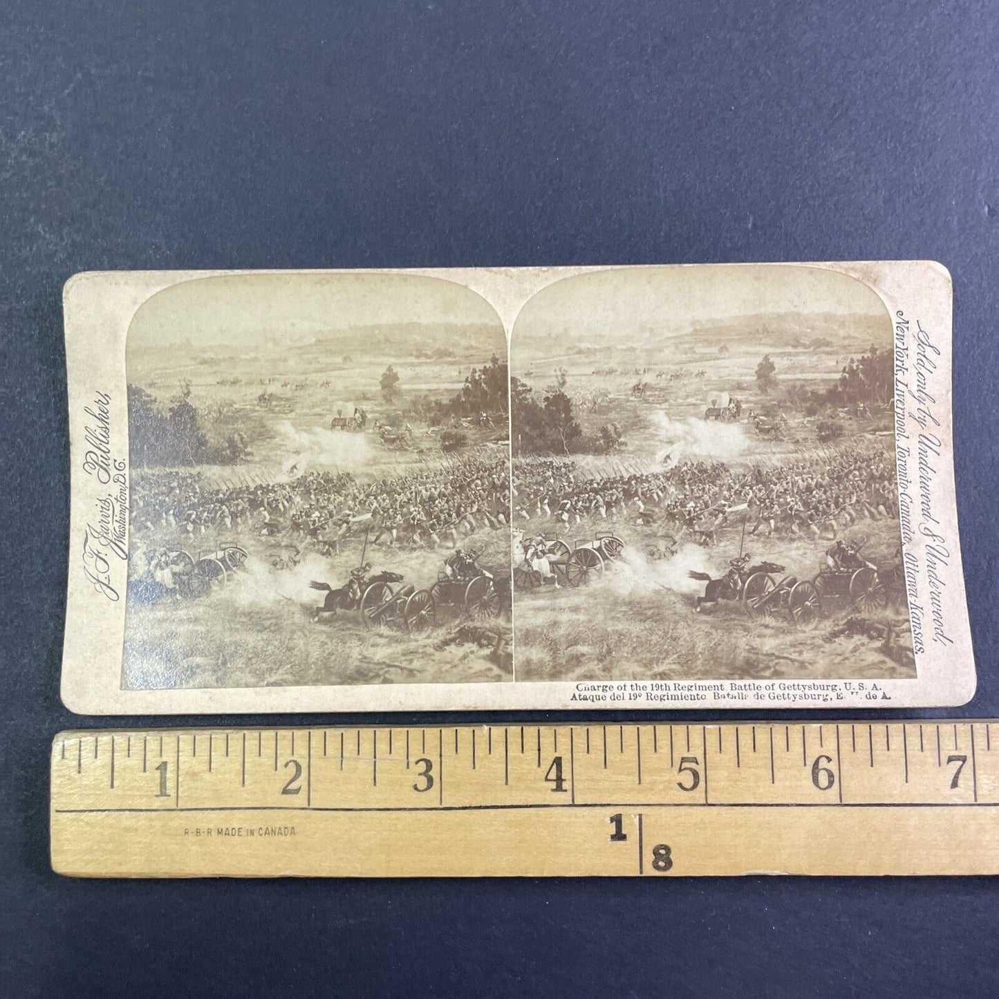 Battle of Gettysburg Civil War Charge Stereoview JF Jarvis Antique c1890s X4126