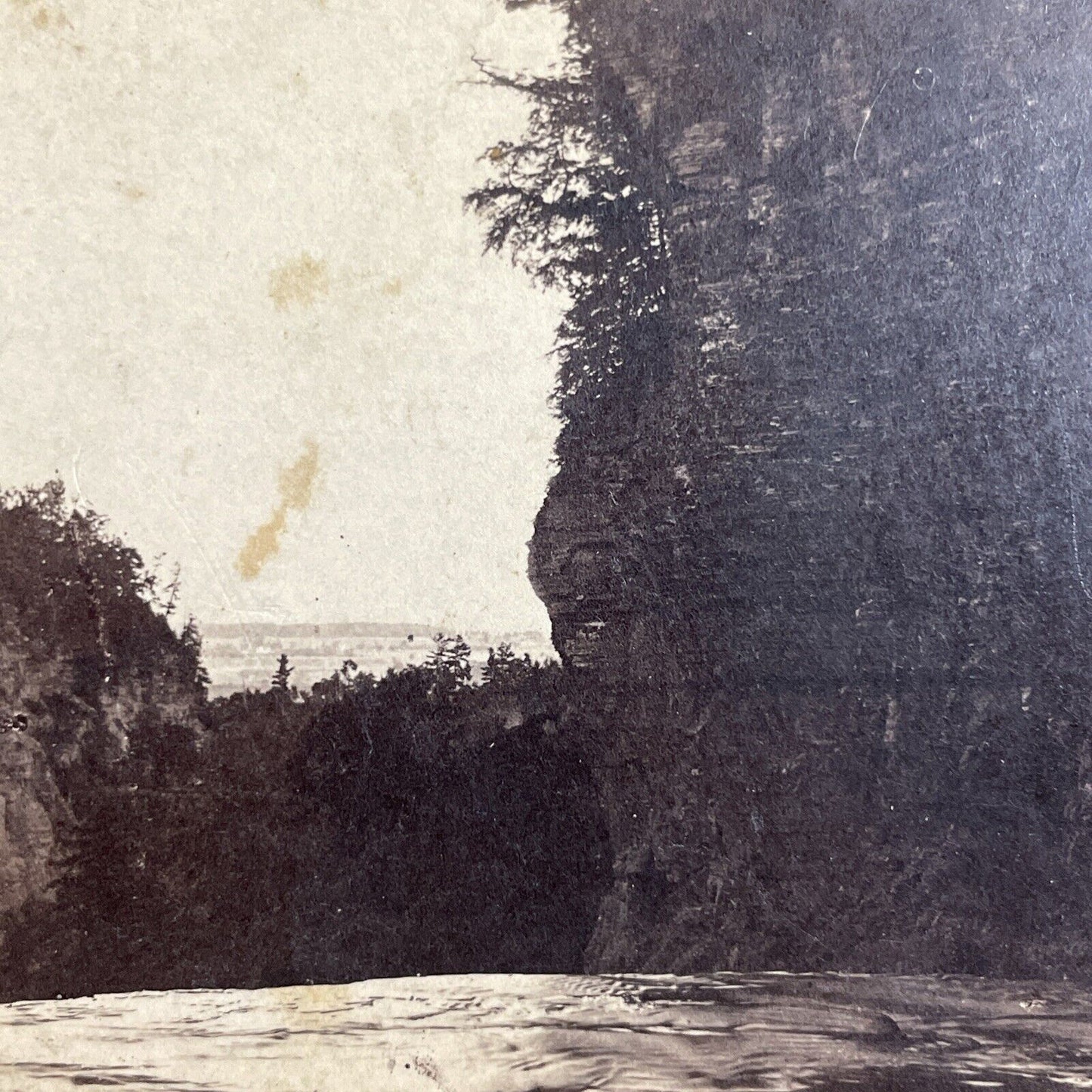 Antique 1860s The Top Of Watkins Glen Waterfall Stereoview Photo Card P4894