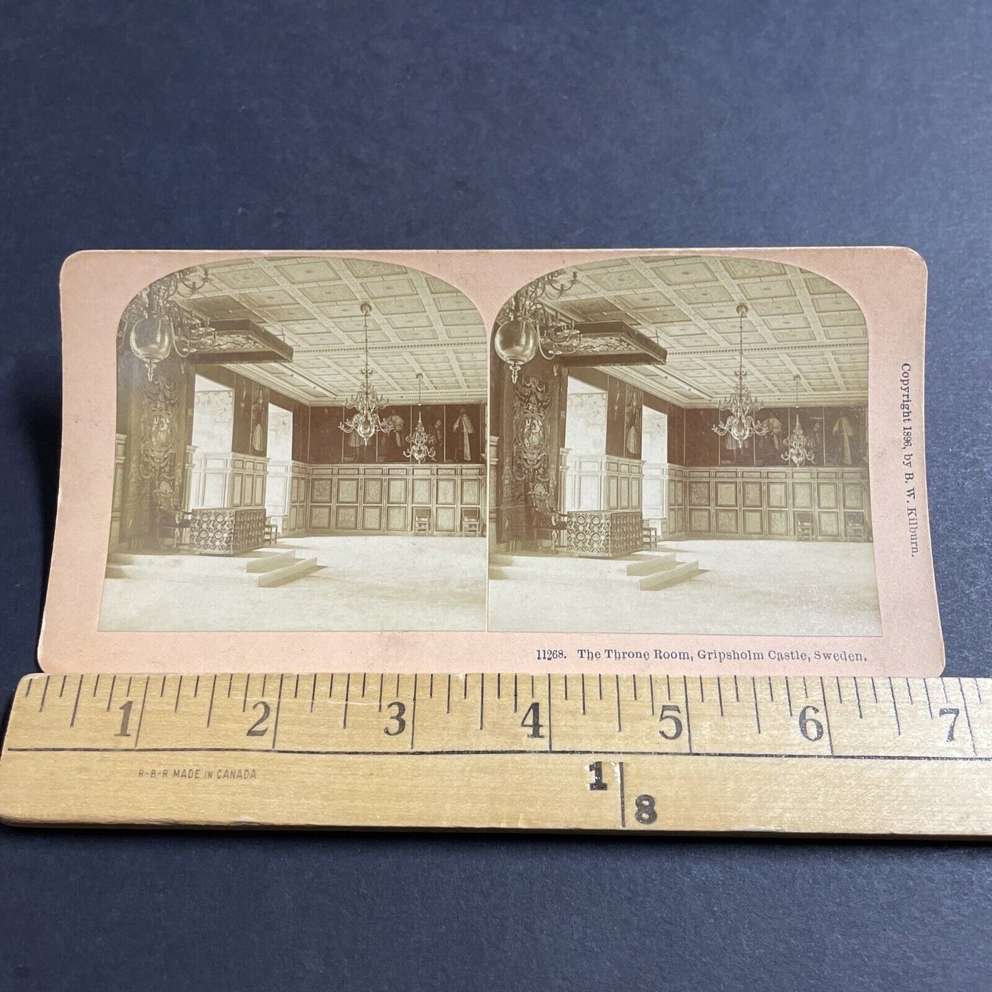 Antique 1896 Throne Room Gripsholm Castle Sweden Stereoview Photo Card P5098