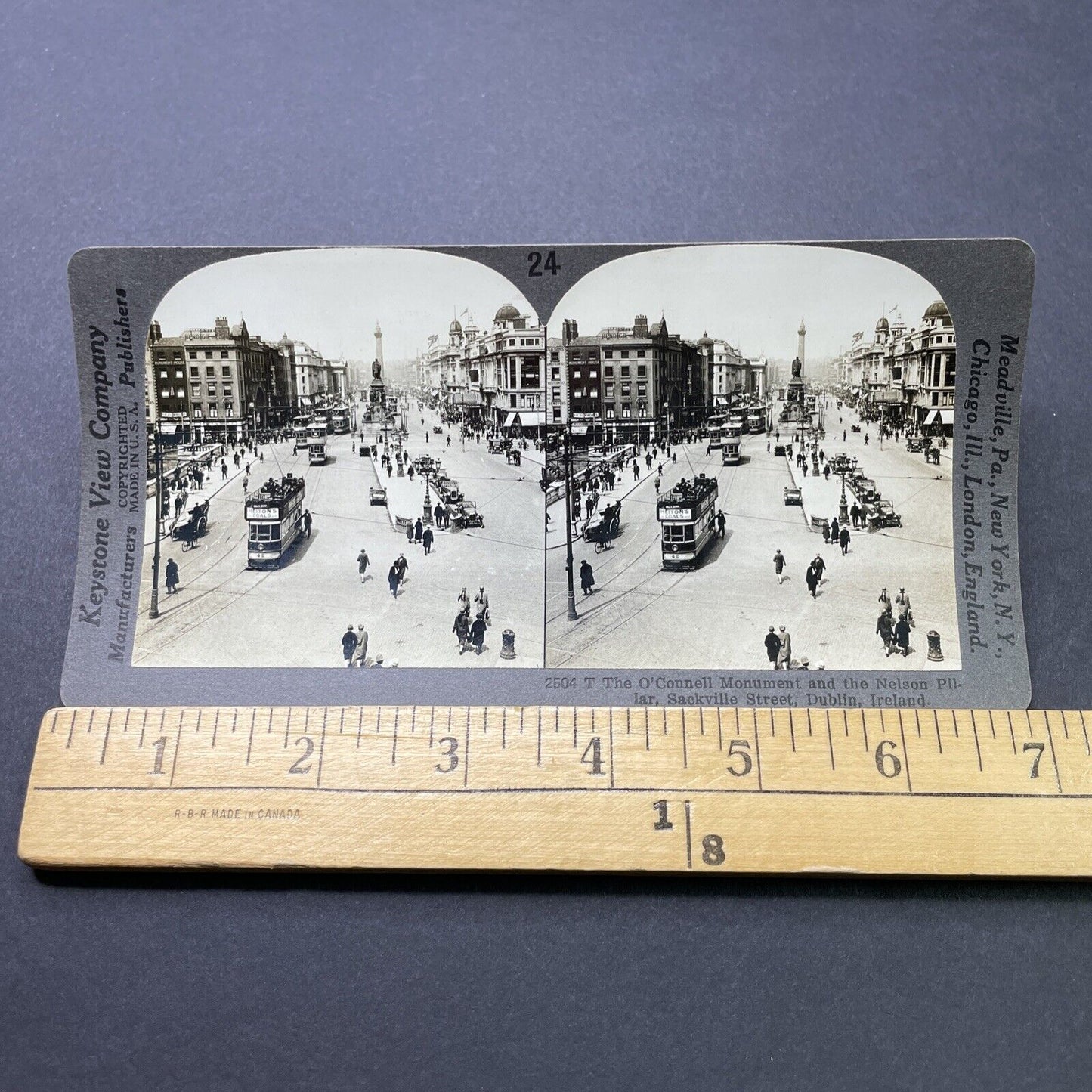 Antique 1910s O'Connell Street Dublin Ireland Stereoview Photo Card P2770