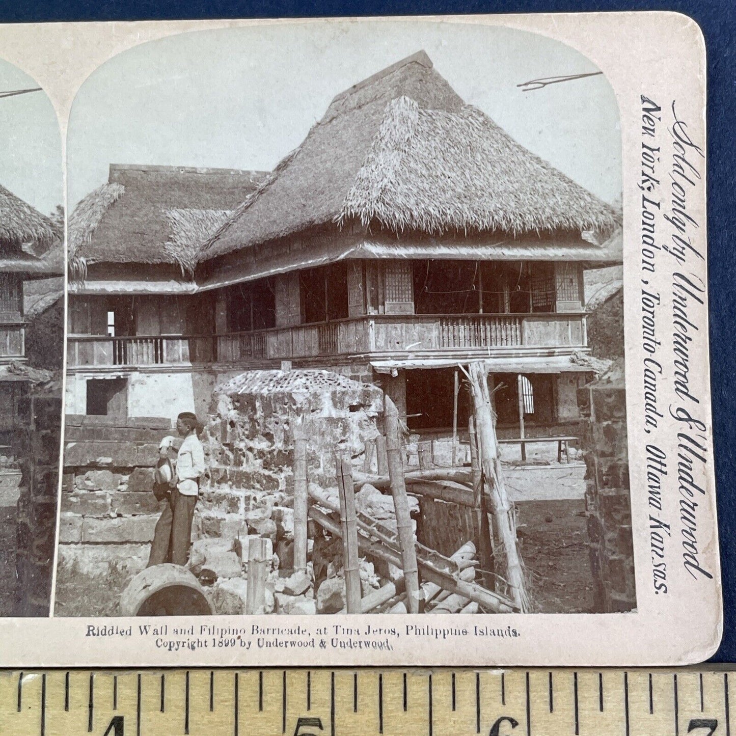 Prisoner Execution Wall Tinajeros Philippines Stereoview Antique c1899 X3149