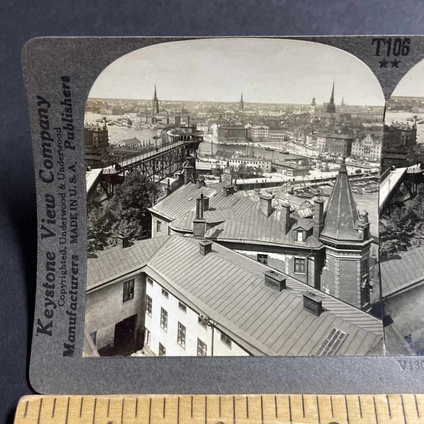 Antique 1910s Stockholm Sweden City View Stereoview Photo Card P5061