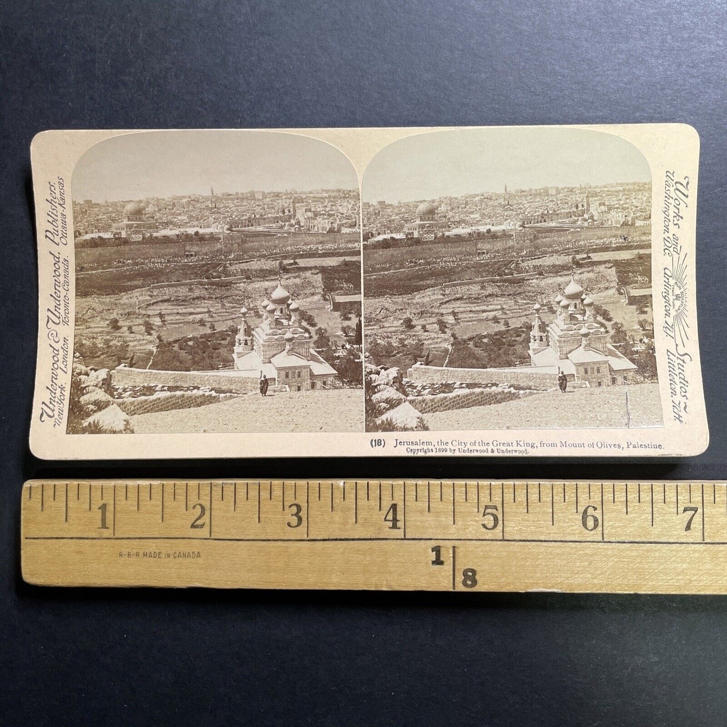 Antique 1899 Jerusalem Israel Palestine Skyline Stereoview Photo Card P1380