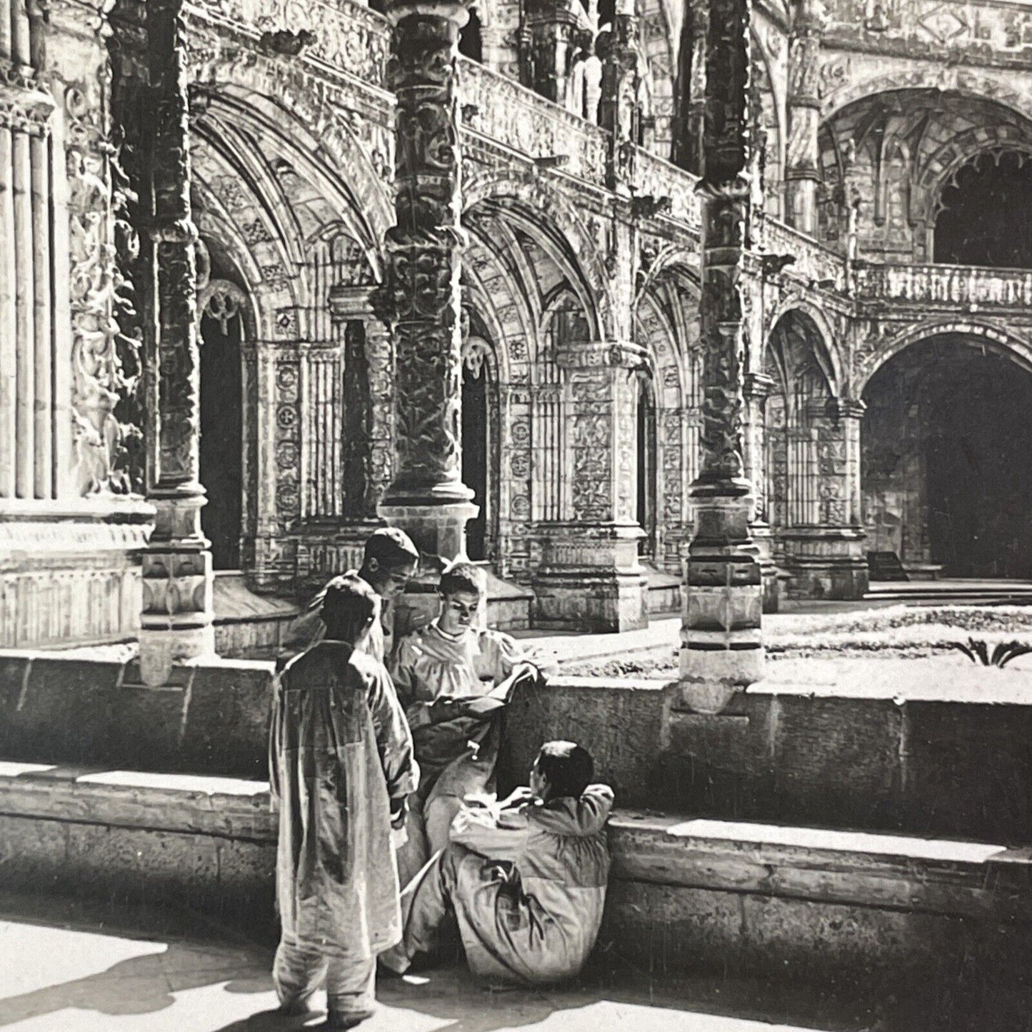 Jeronimos Monastery Orphanage Stereoview Lisbon Portugal Antique c1910s Y2179