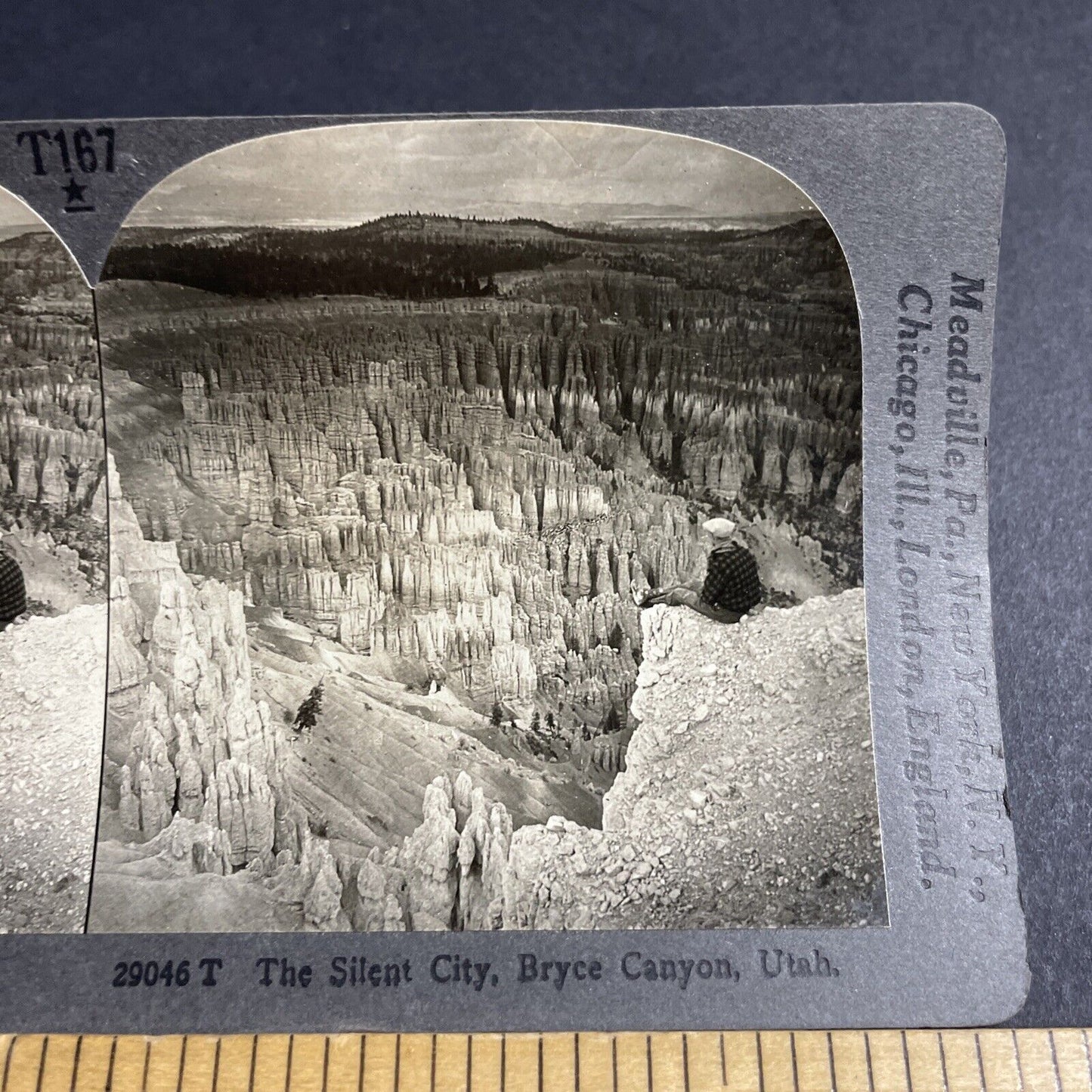 Antique 1920s Man Tempts Fate Bryce Canyon Utah Stereoview Photo Card P4858