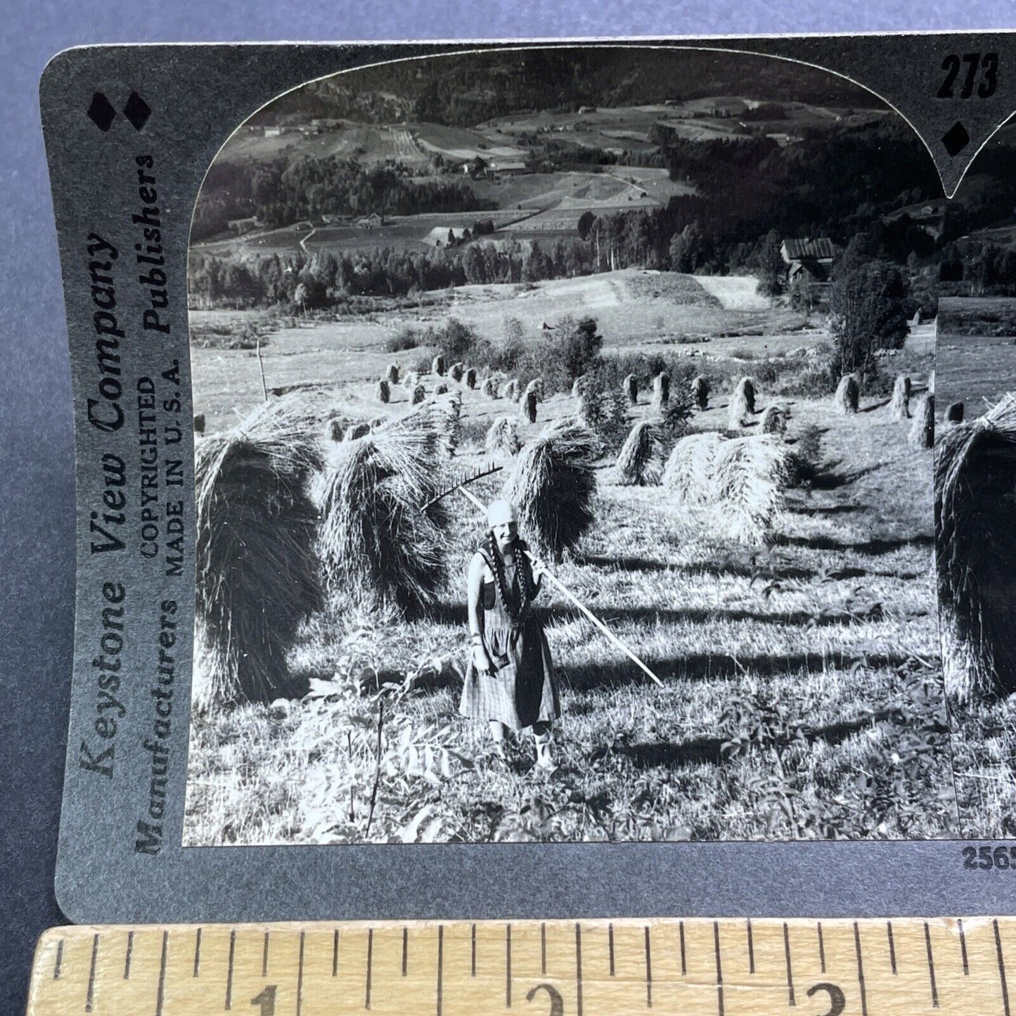 Antique 1920s Traditional Norway Farmer Girl Woman Stereoview Photo Card V2974