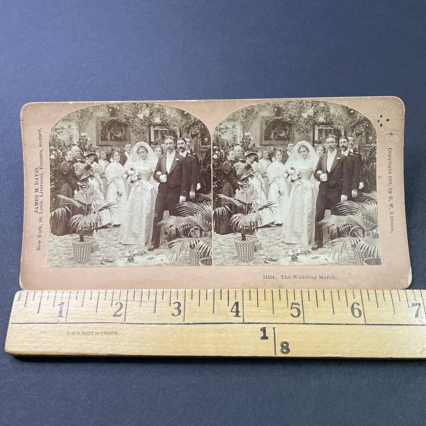 Antique 1897 Newlyweds Walk Down The Aisle Stereoview Photo Card P2955