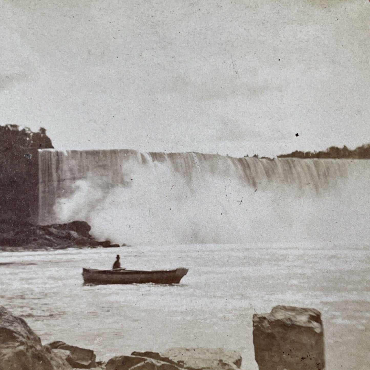 Rowboat Ferry Niagara Falls Rapids Stereoview George Barker c1870s Y2474