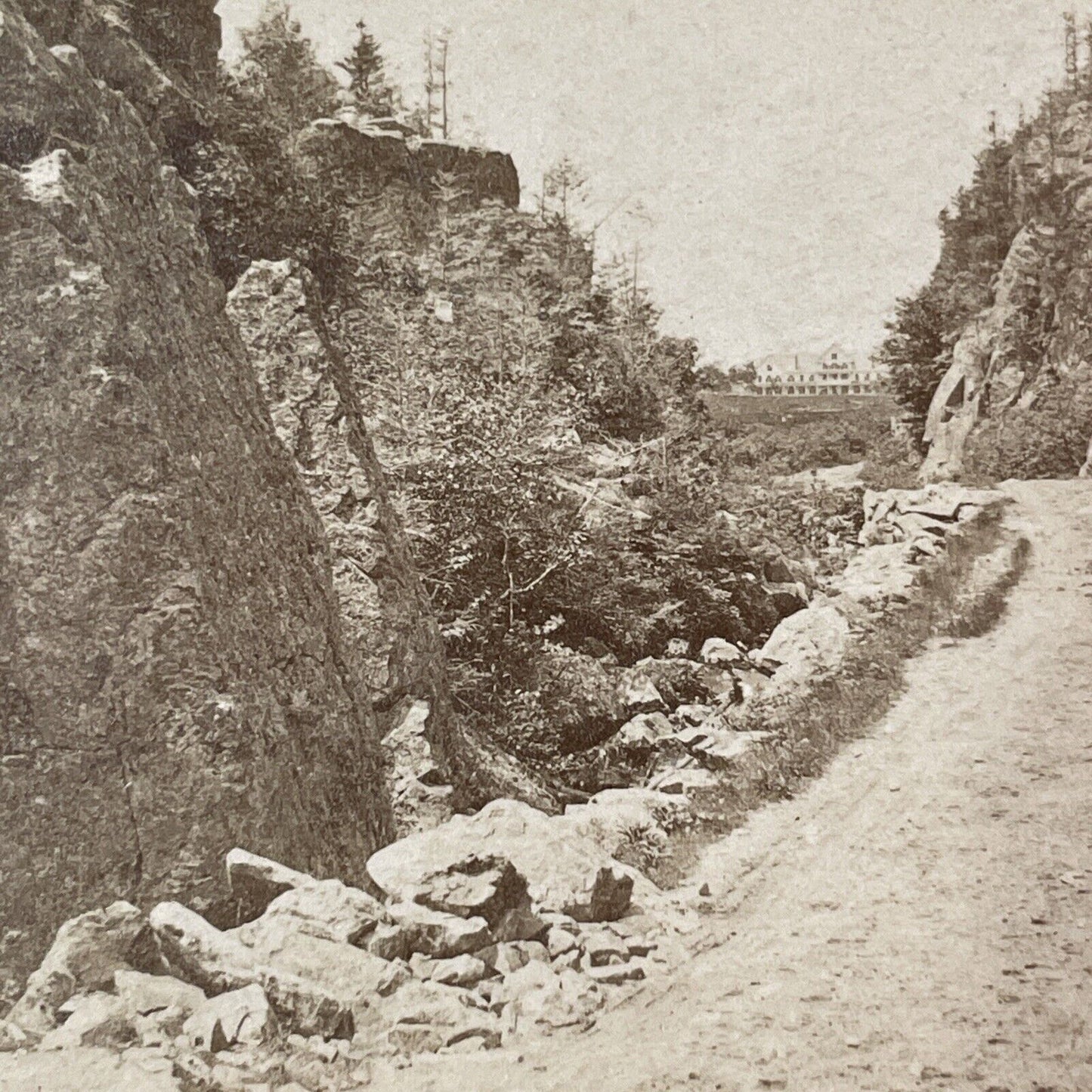 Crawford Notch Hotel House Stereoview AJ Fisher Photo Card Antique c1868 X853