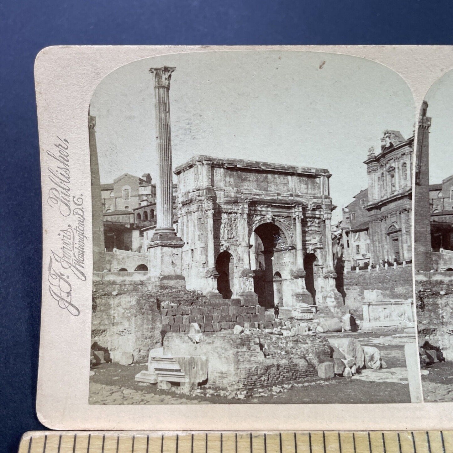 Antique 1897 Septimius Severus Arch Rome Italy Stereoview Photo Card P3796