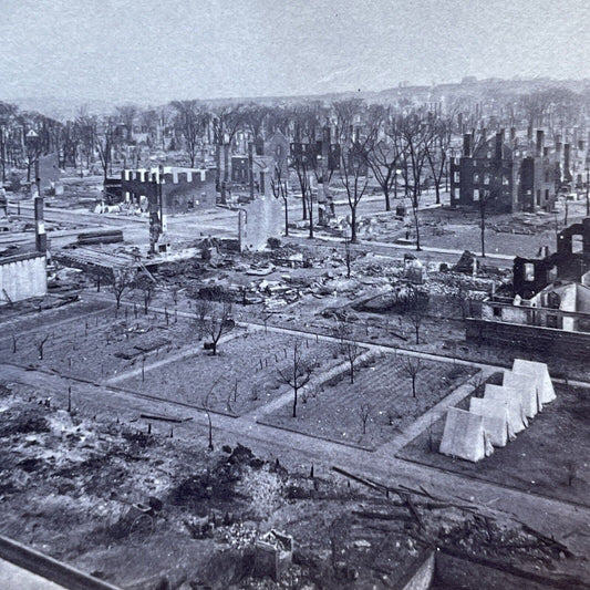 Antique 1866 Great Fire Disaster Of Portland Maine Stereoview Photo Card V3425