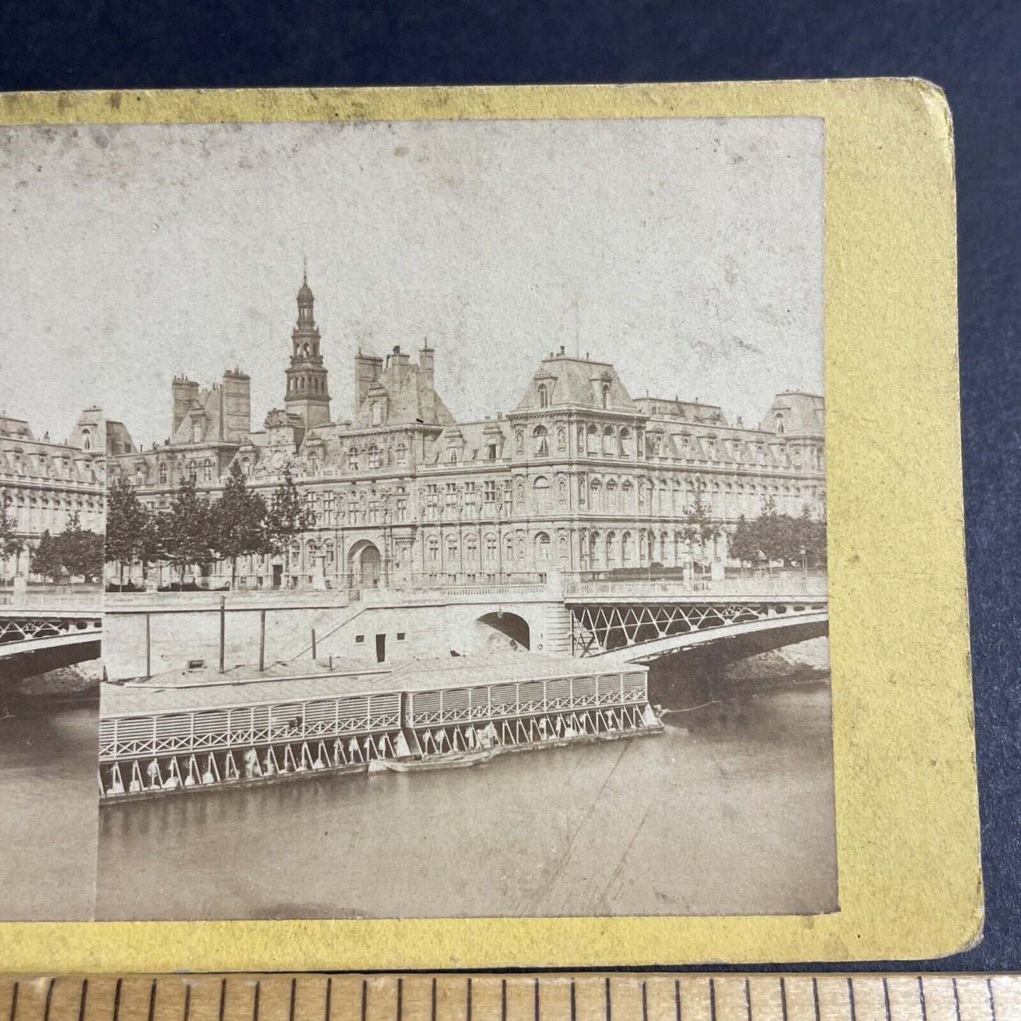 Antique 1870s Hotel De Ville Paris France Stereoview Photo Card P4147