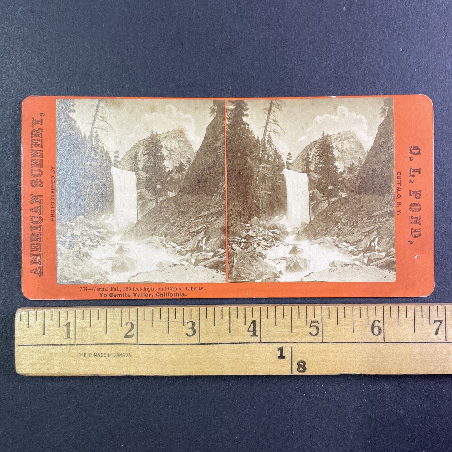 Vernal Falls Yosemite California Stereoview C.L. Pond Antique c1870 Y2541