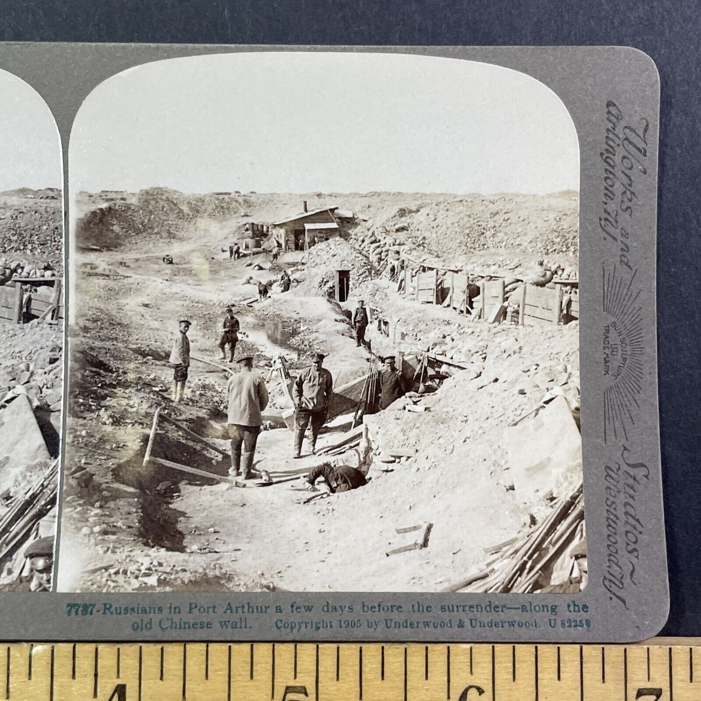 Russian Trench Before Surrender Stereoview Russia-Sino War Antique c1905 X3812