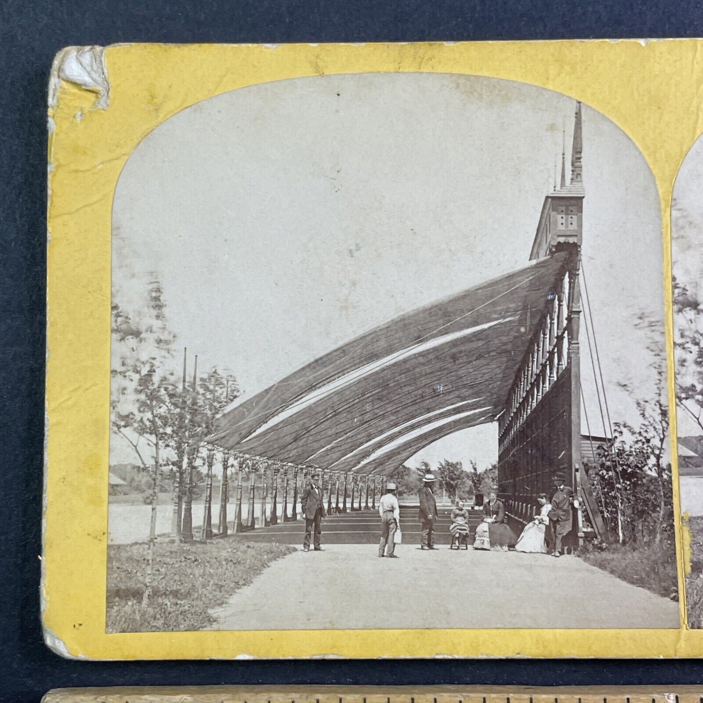 Prospect Park Wooden Shelter Stereoview Brooklyn New York Antique c1869 Y117