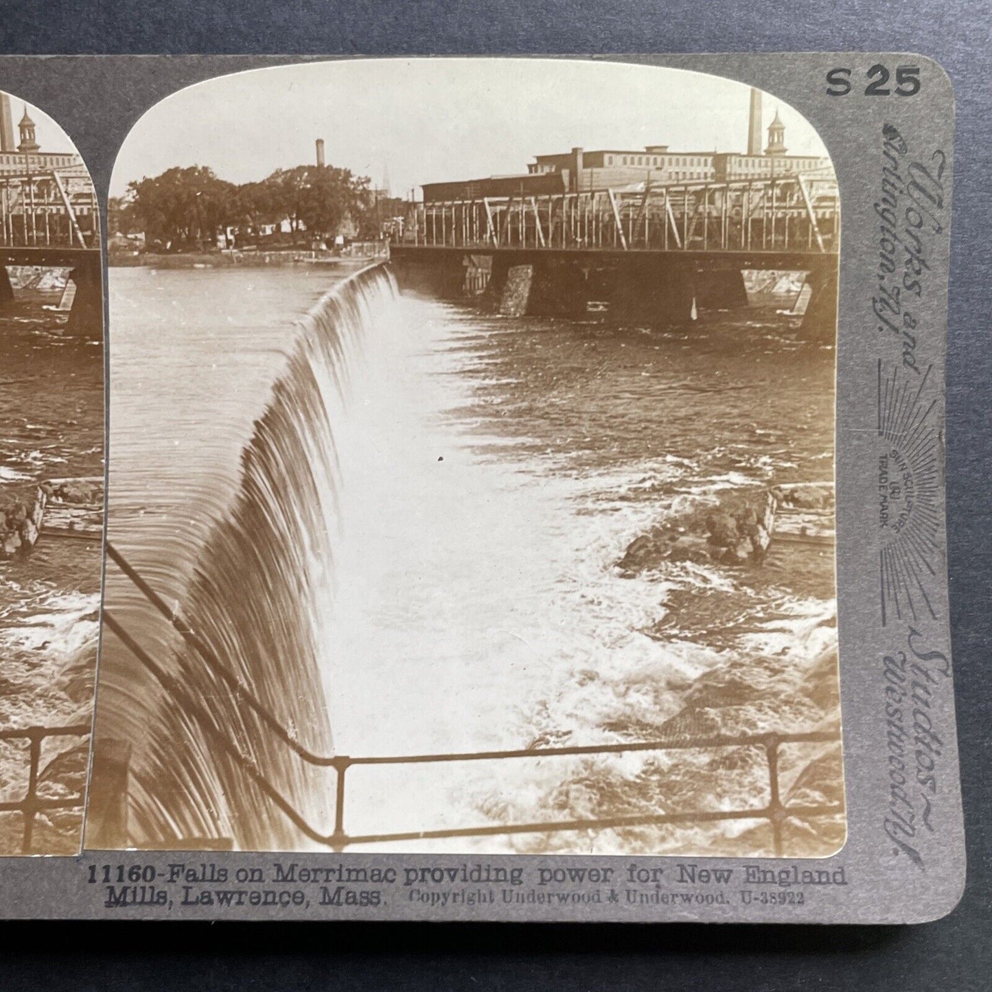 Antique 1905 Merrimac Falls Lawrence Massachusetts Stereoview Photo Card P1453