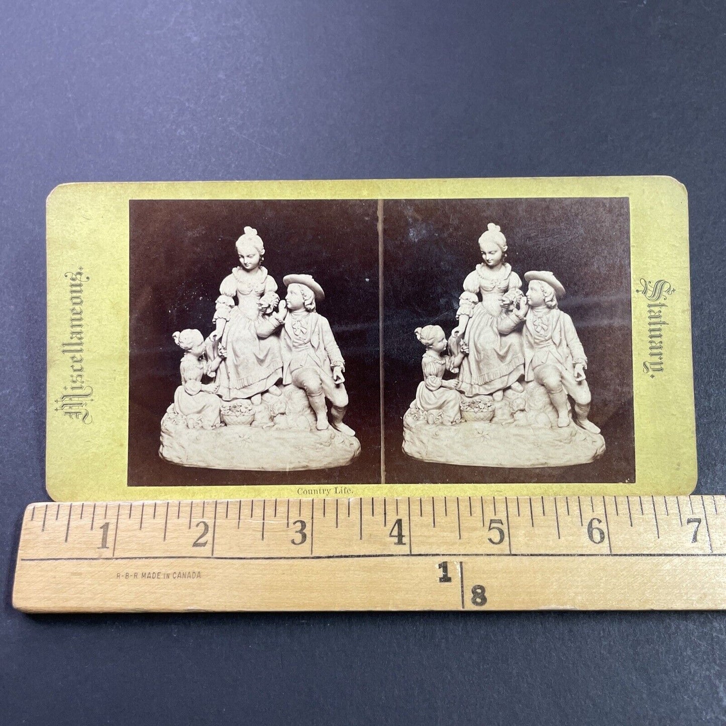 Antique 1880s Scuplture Of Family From The 1700s Stereoview Photo Card P3971