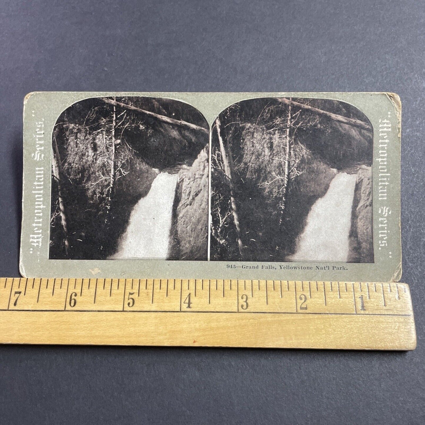 Antique 1905 Grand Falls Yellowstone Park Stereoview Photo Card P1980-02