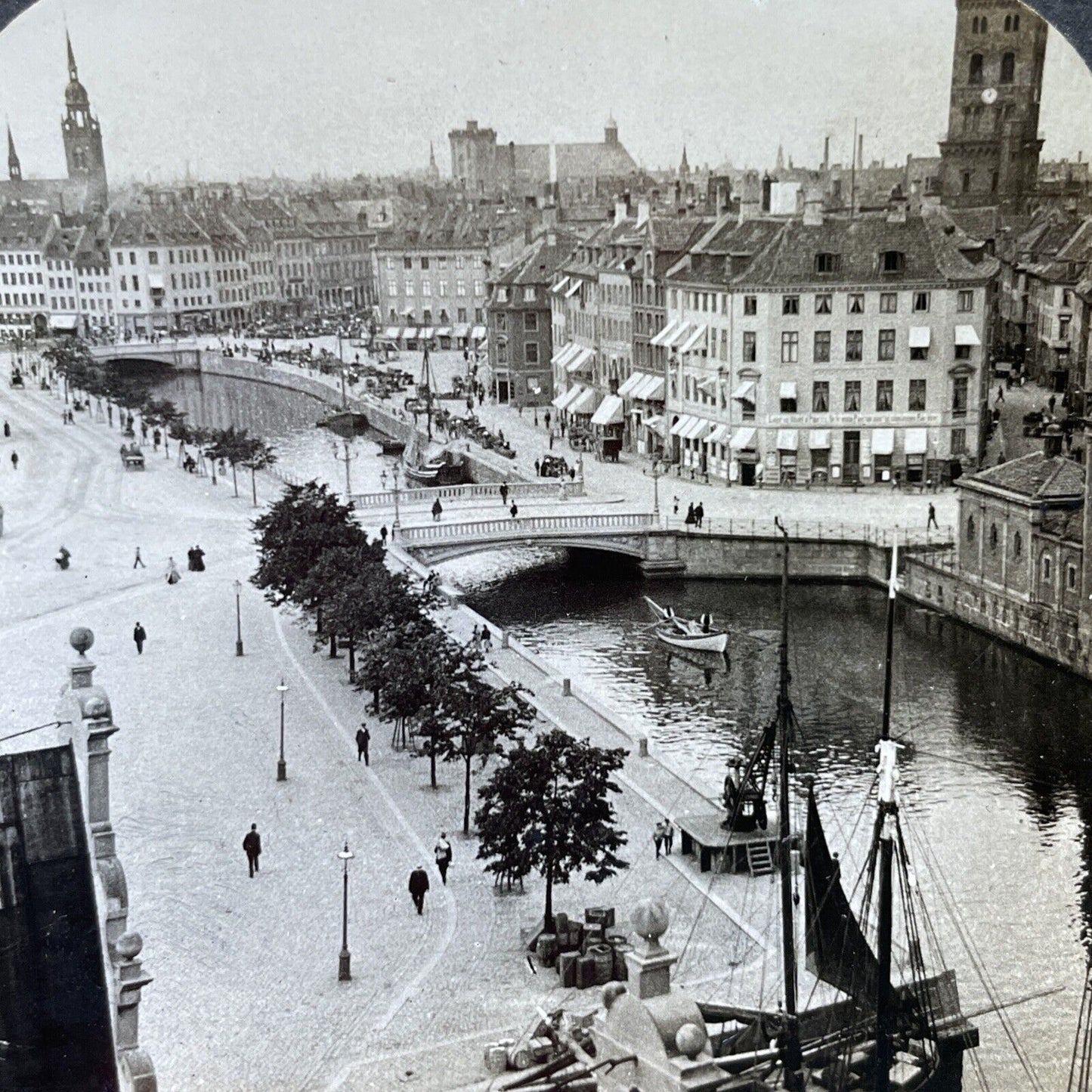 Antique 1910s Copenhagen Denmark City View Stereoview Photo Card P2789