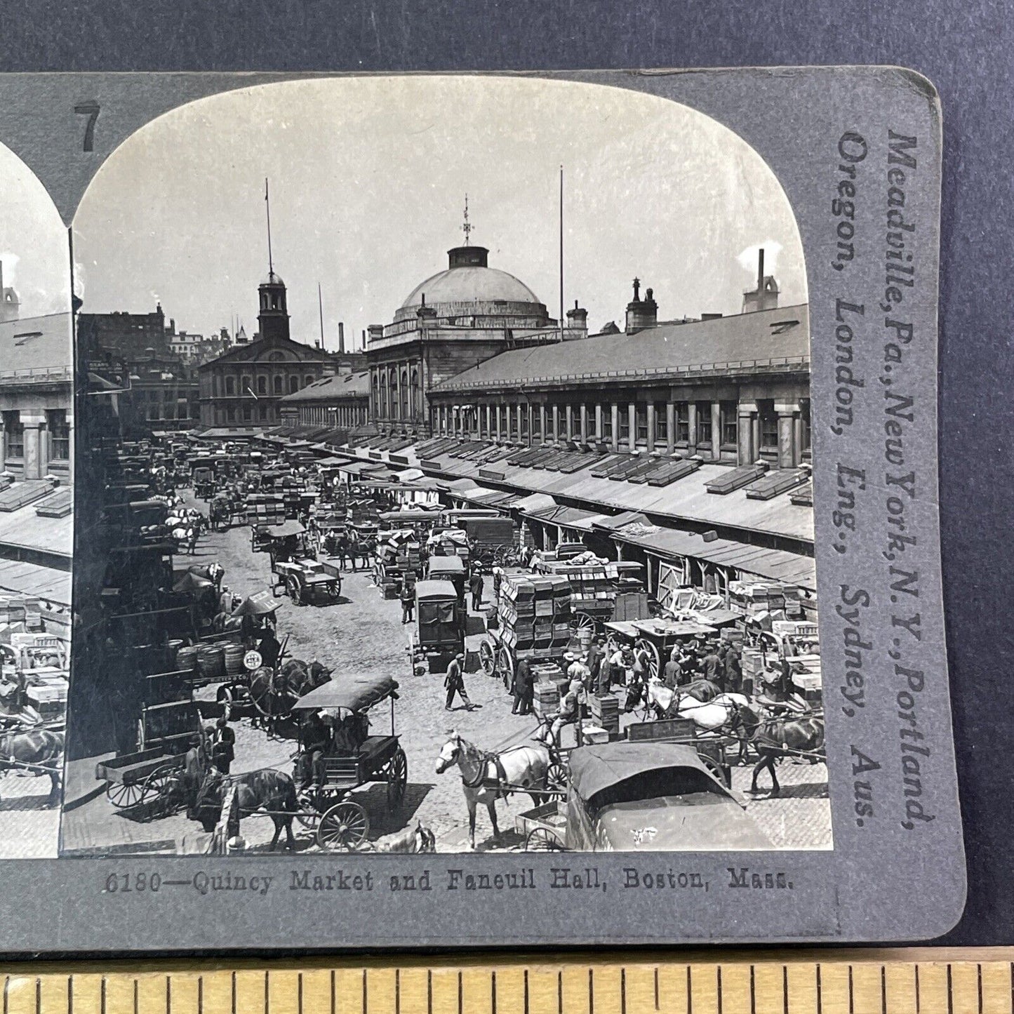 Faneuil Hall Boston Massachusetts Stereoview Quincy Market Antique c1903 Y521