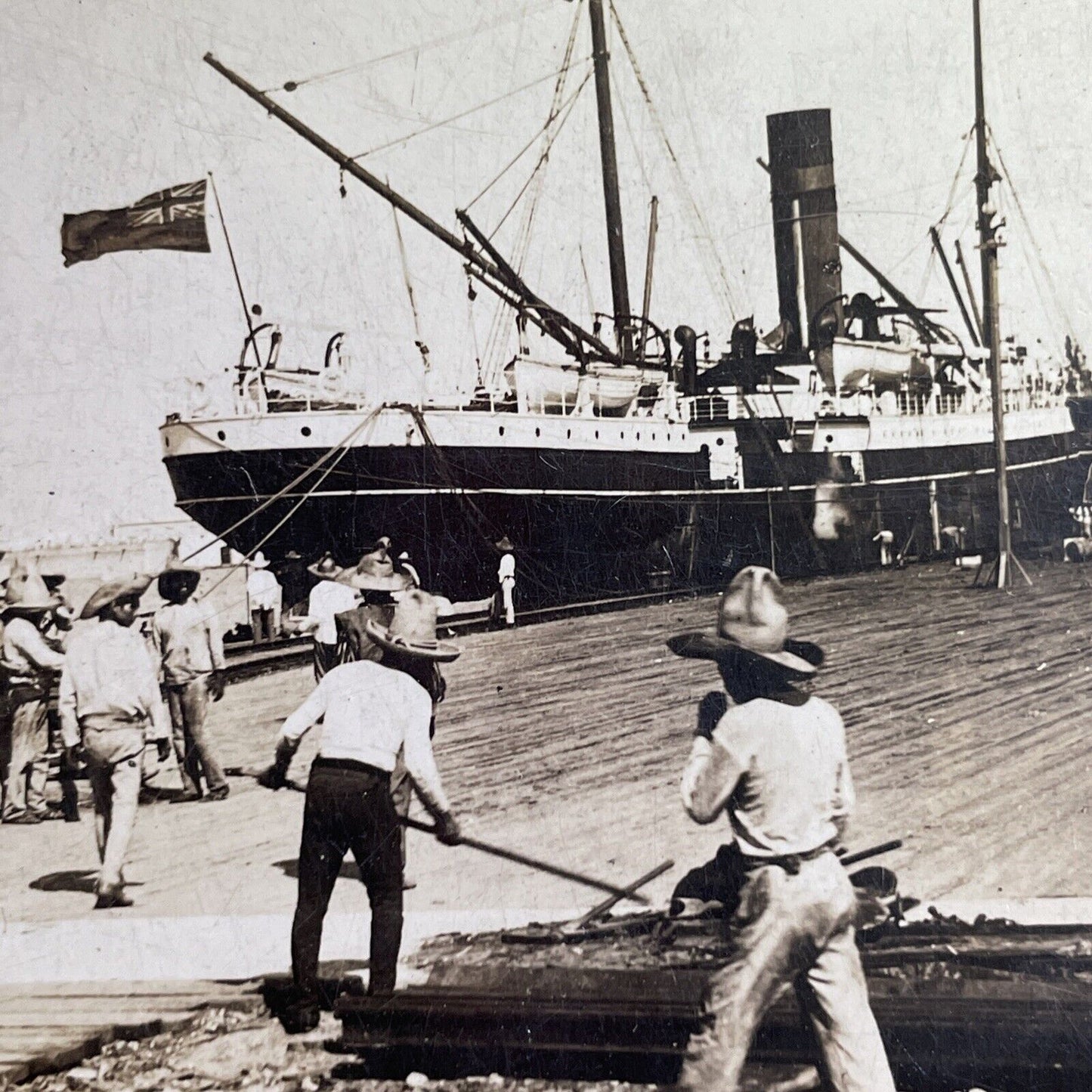 Antique 1917 Veracruz Shipping Harbor Mexico Stereoview Photo Card P1605
