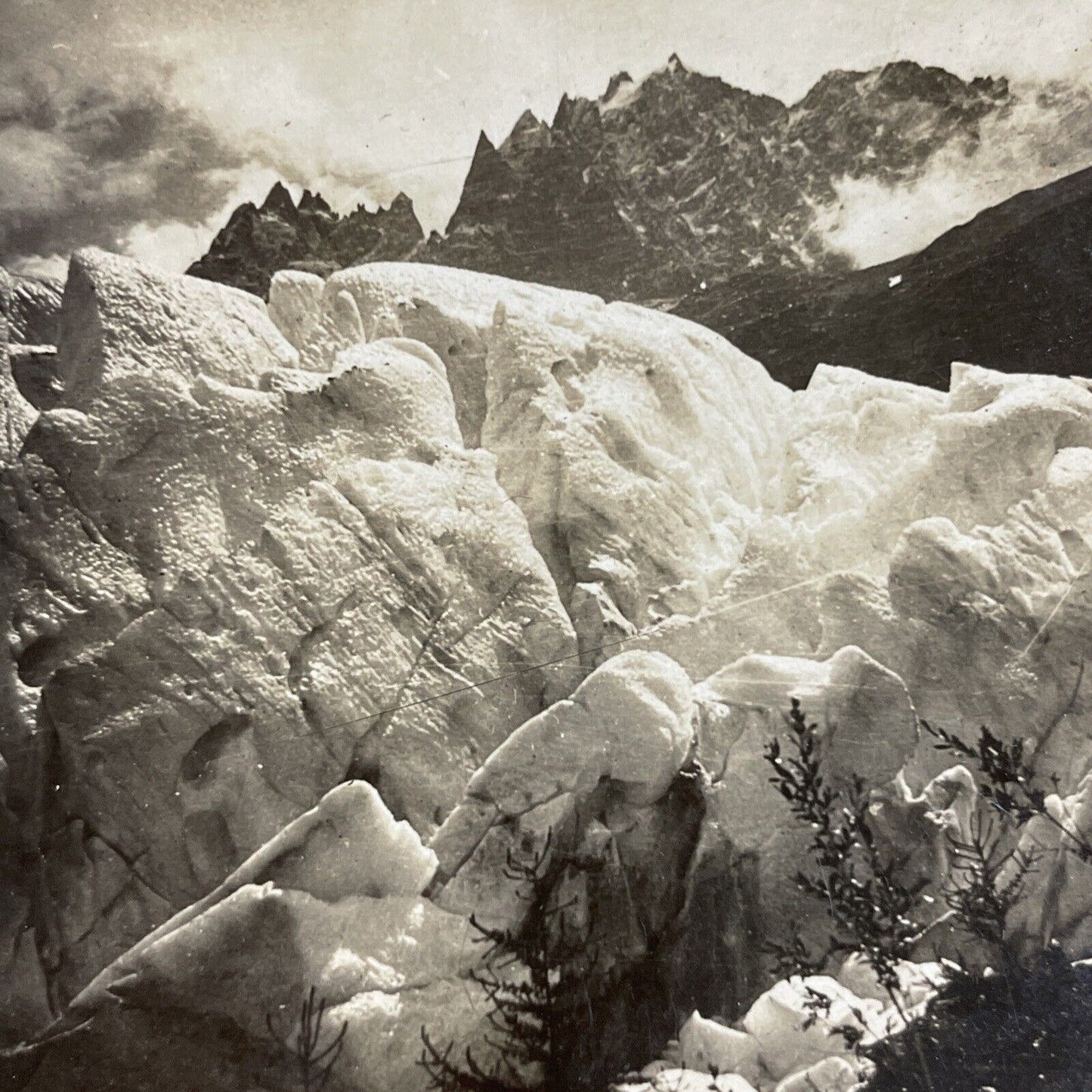 Antique 1910s Mont Blanc Glacier Switzerland Swiss Stereoview Photo Card P4245