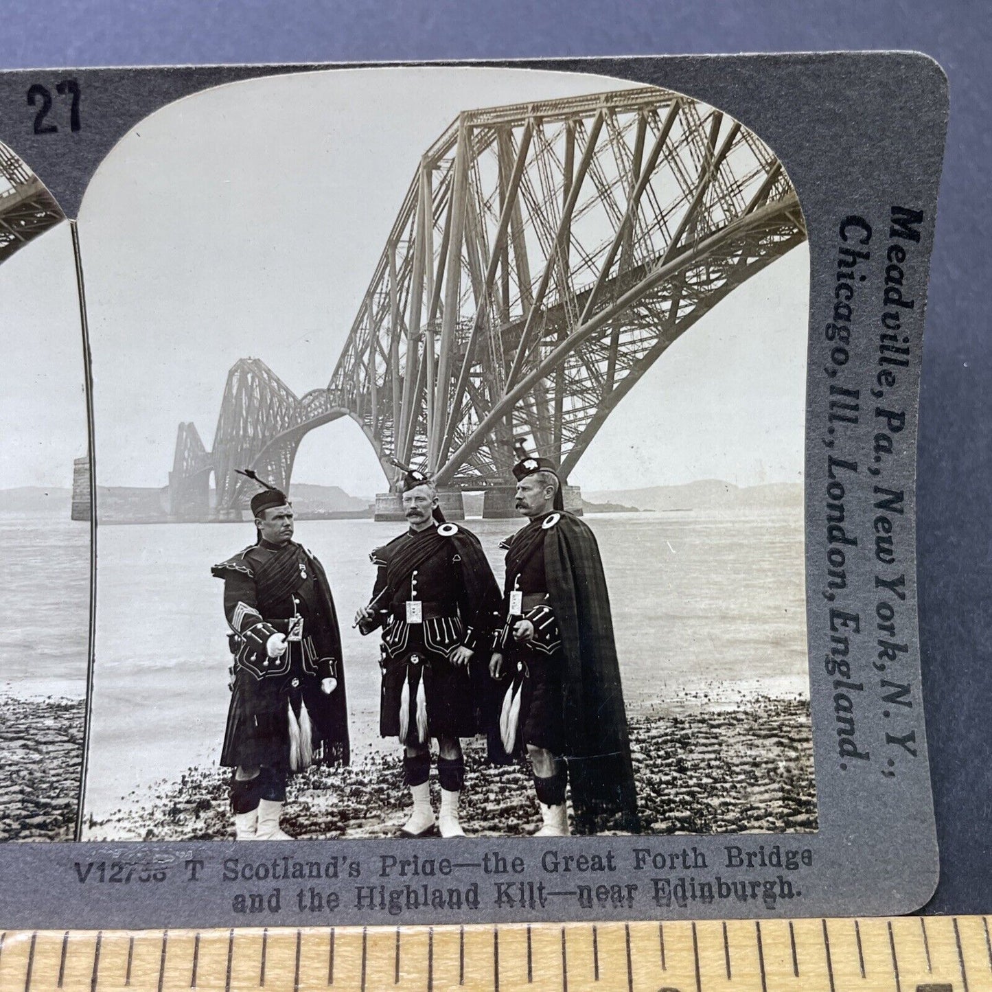 Antique 1918 Traditional Scotland Highland Guards Stereoview Photo Card P2773