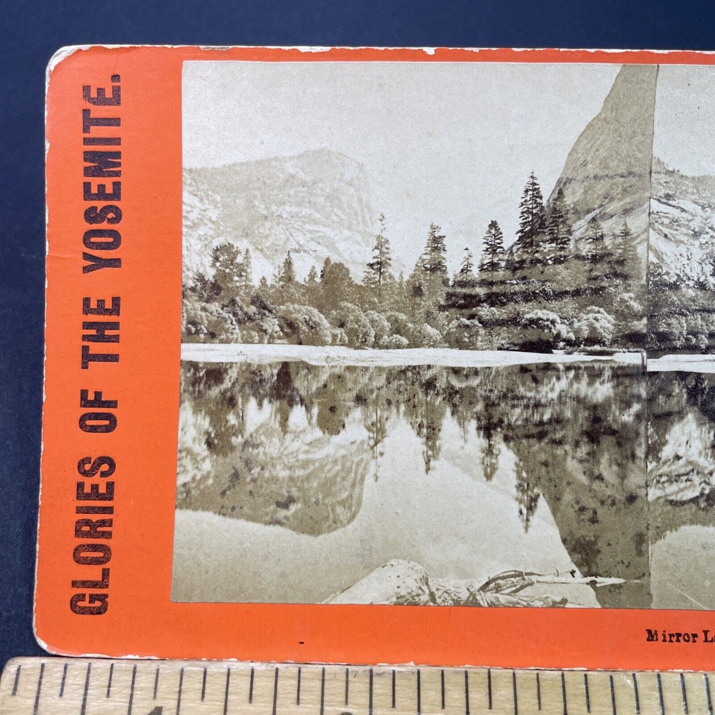 Antique 1870s Mirror Lake And Dome Yosemite CA Stereoview Photo Card P3591