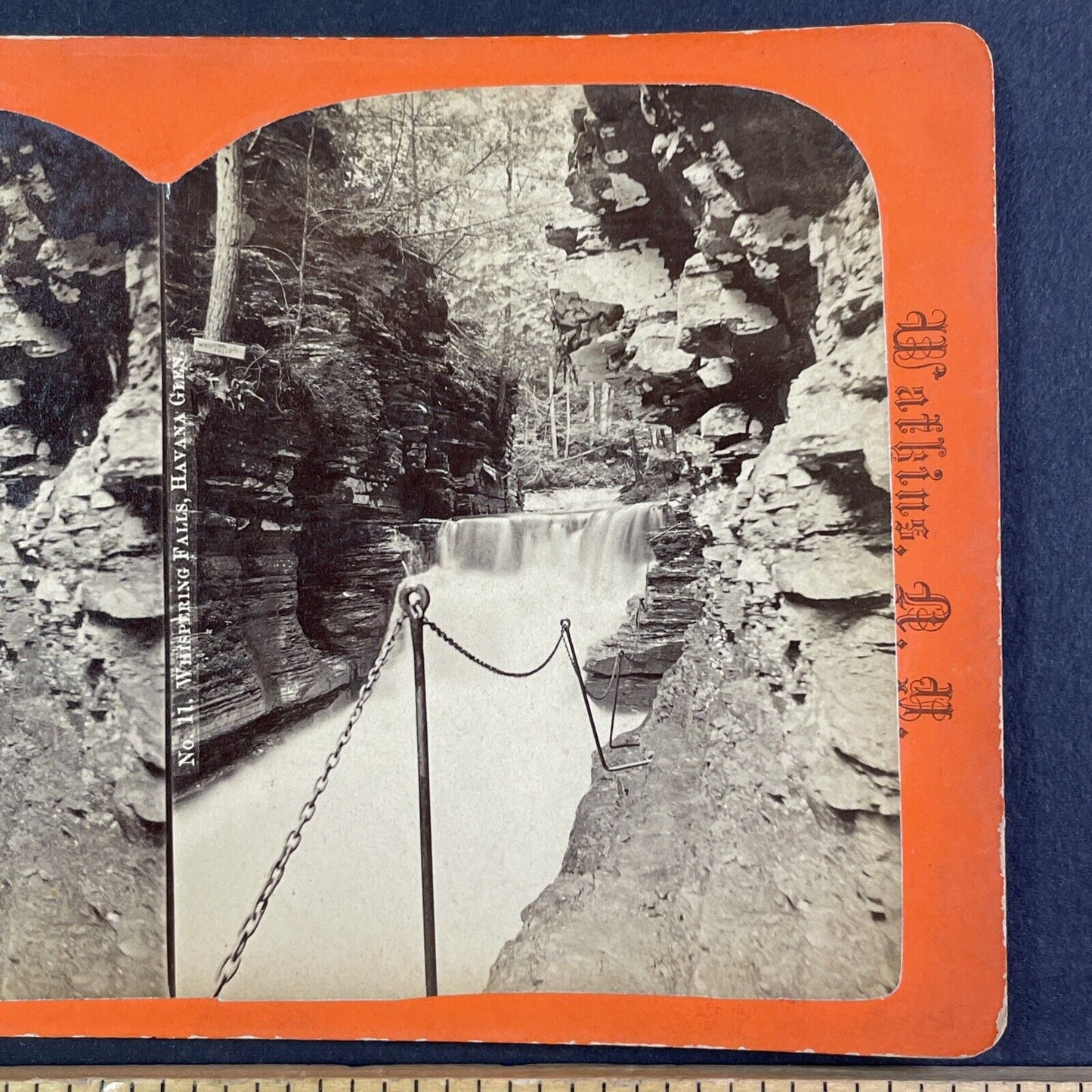 Chain Walkway Watkins Glen New York Stereoview R.D. Crum Antique c1870 Y1042