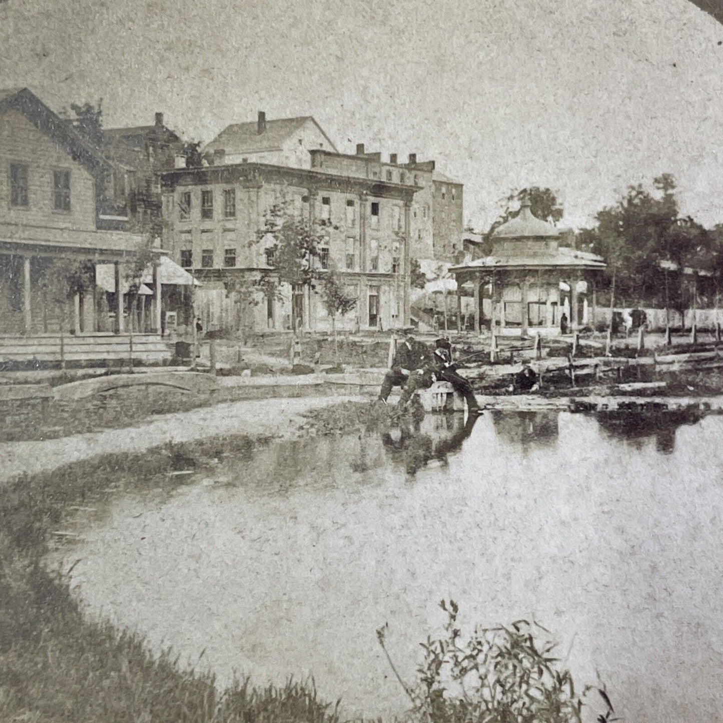 Saratoga Springs New York Stereoview High Rock Spring Antique c1867 X3719