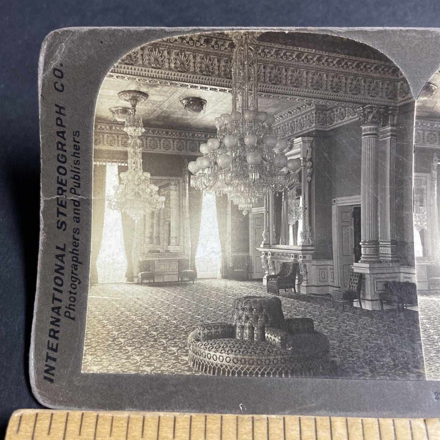 Antique 1900 East Room The White House Washington DC Stereoview Photo Card P4367