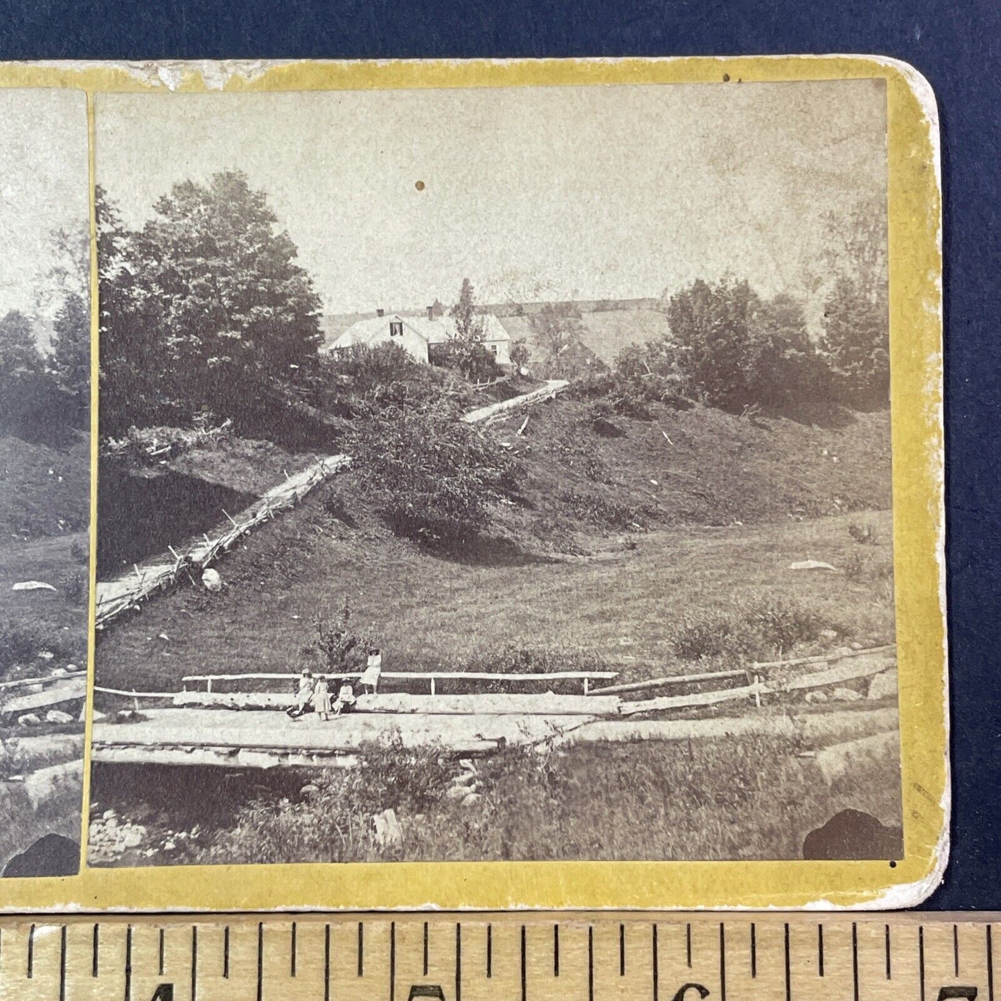 Meriden New Hampshire Stereoview Plainfield Photo Card Antique c1870 X904